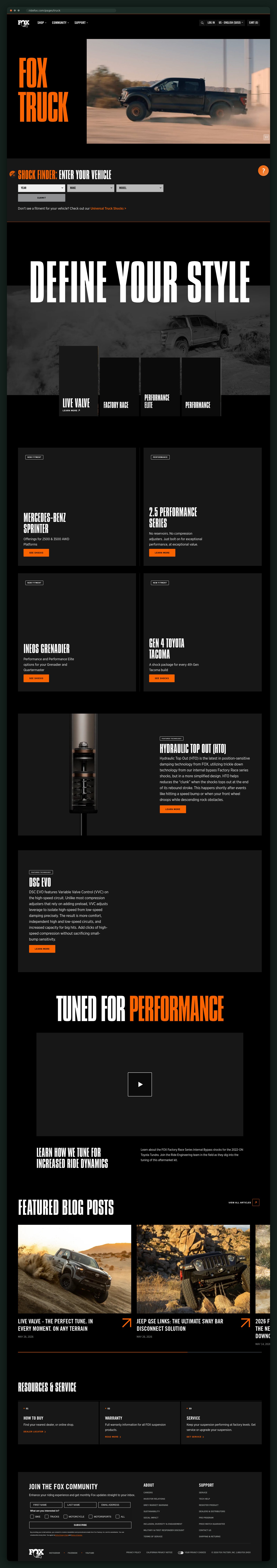 FOX Truck category page, full scroll