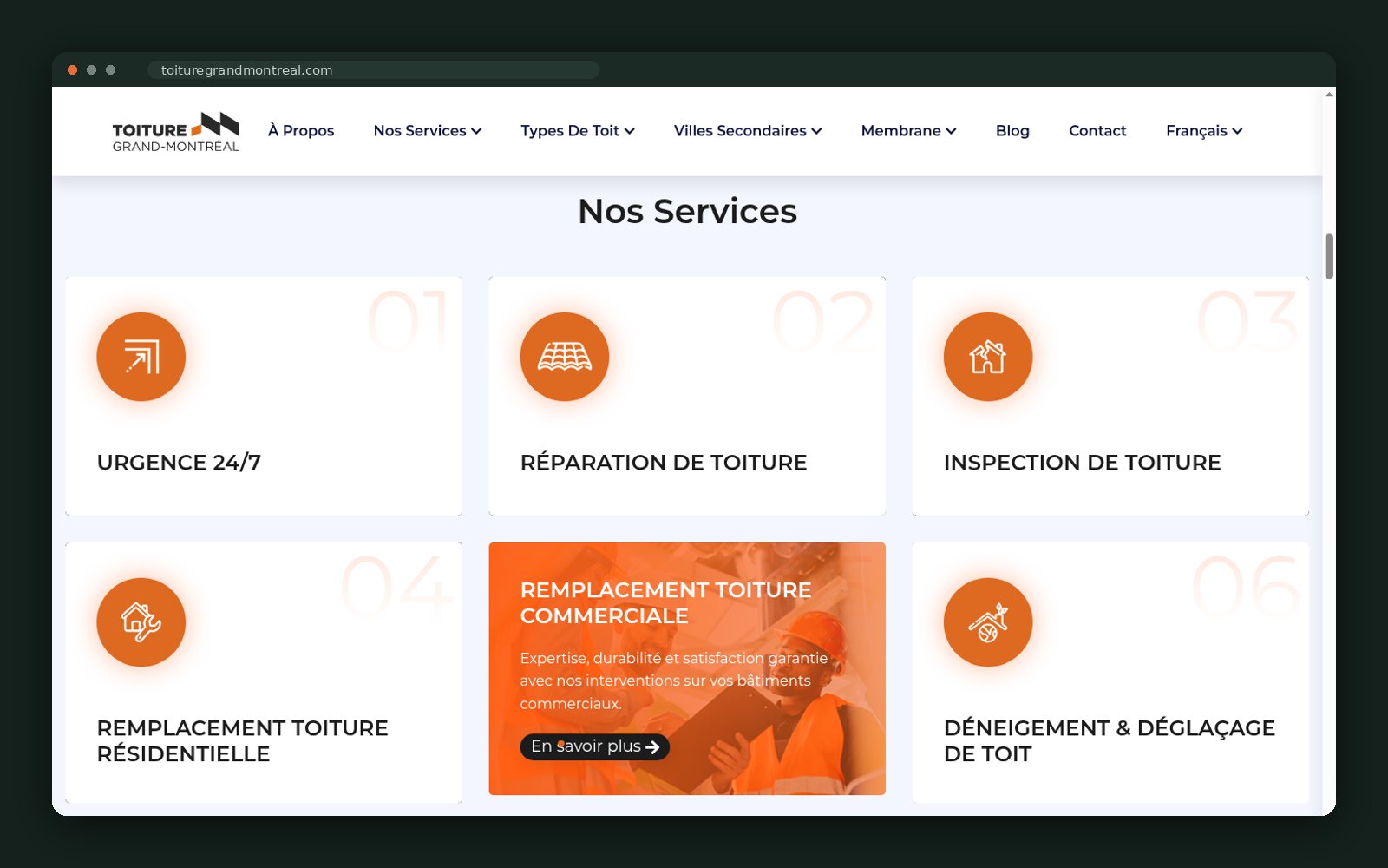 Toiture Grand-Montréal website — screen 2