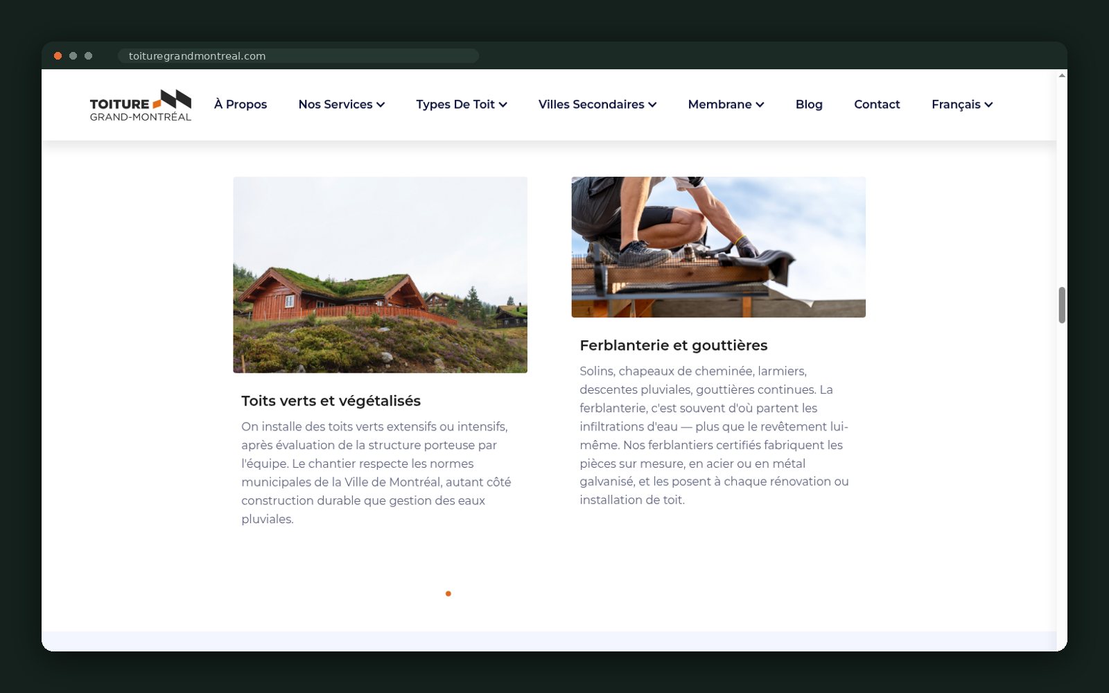 Green roofs and sheet-metal work sections