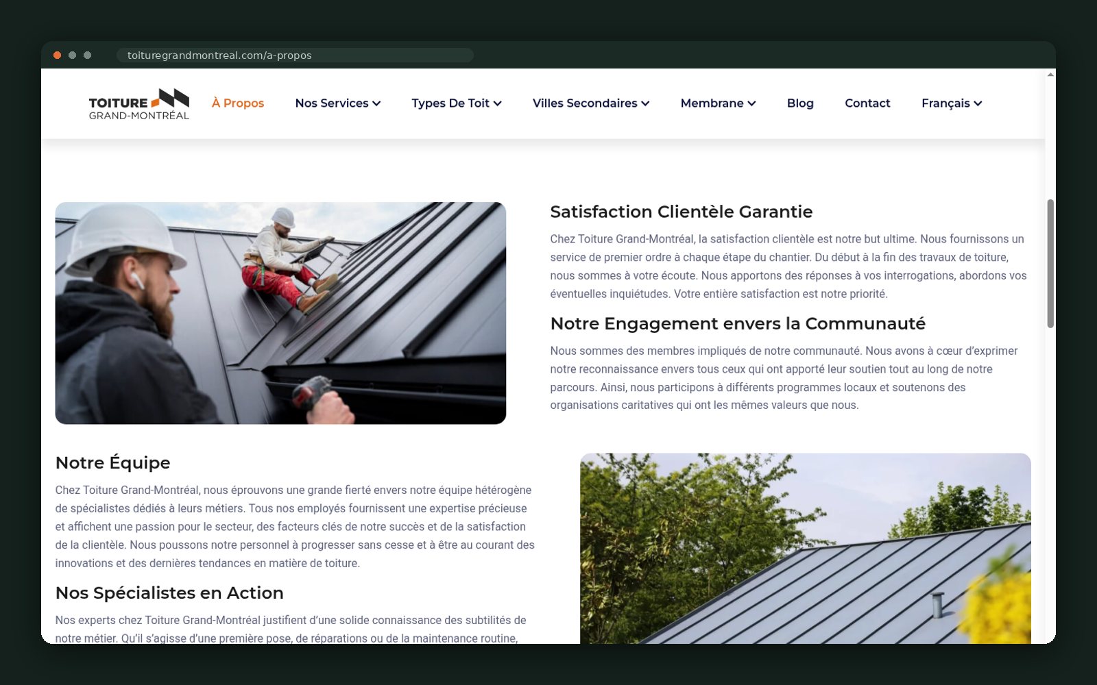 Client satisfaction guarantee and community commitment