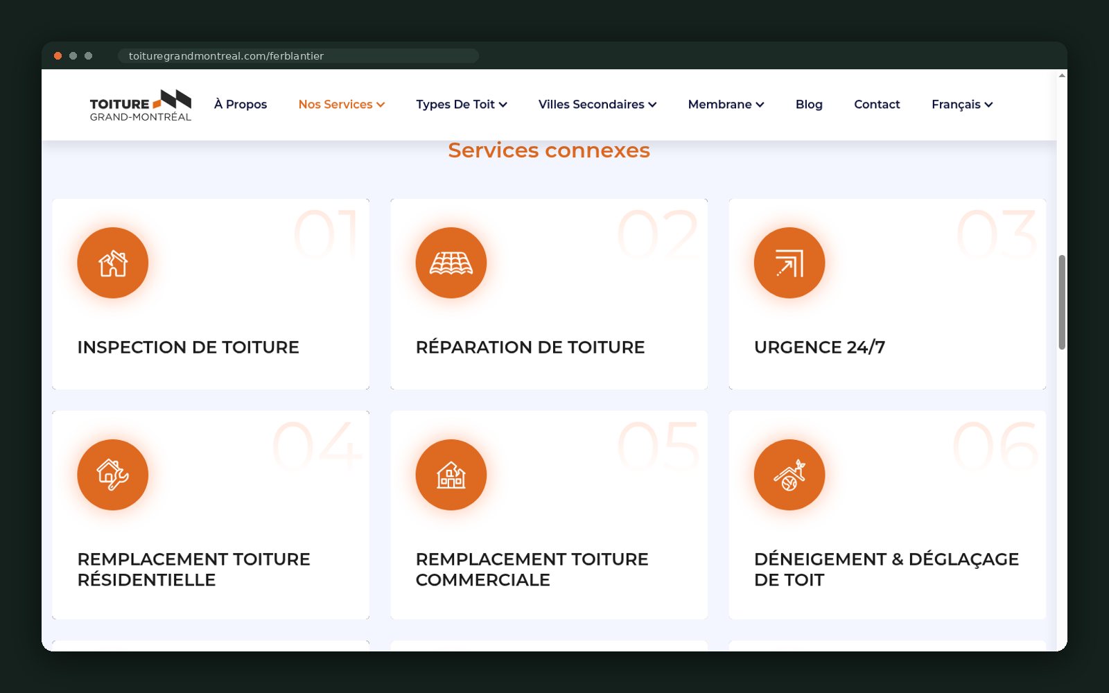 Sheet-metal service page with related-services grid