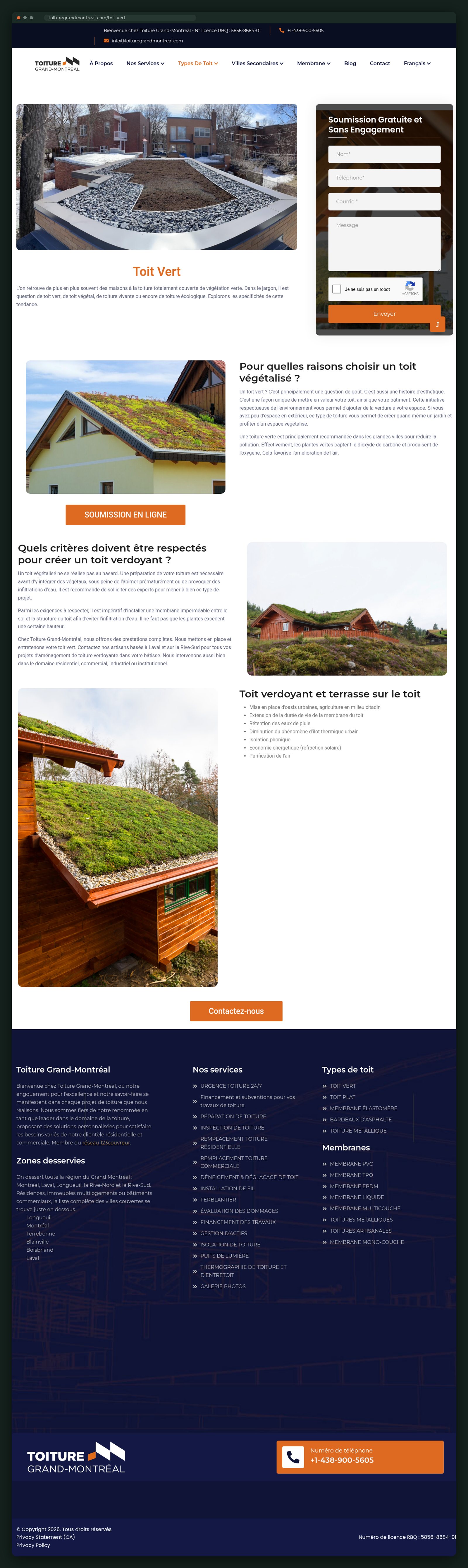Green roof page — full scroll
