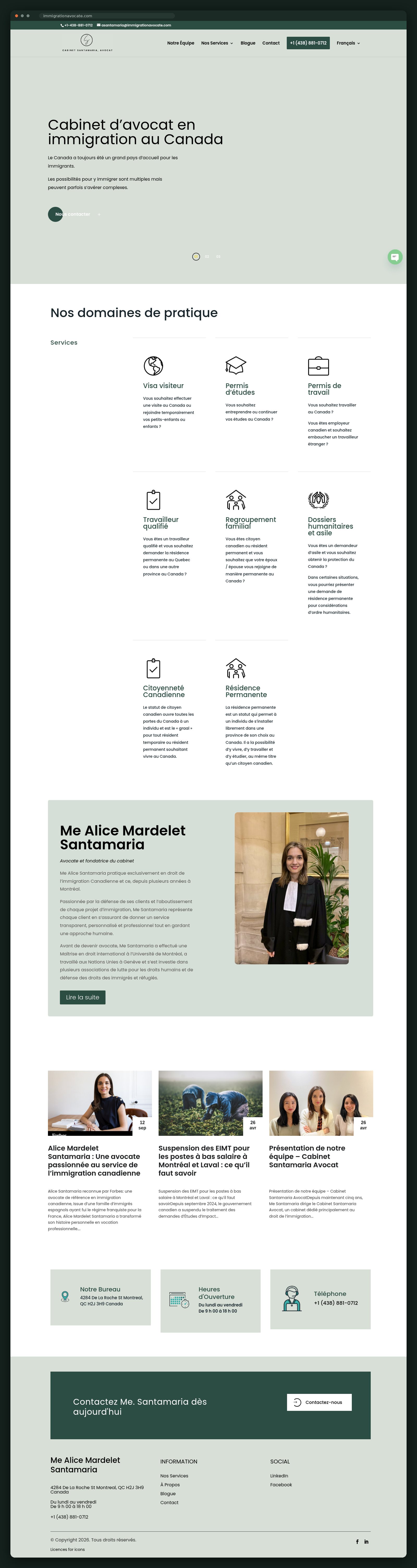 Cabinet Santamaria homepage, full scroll