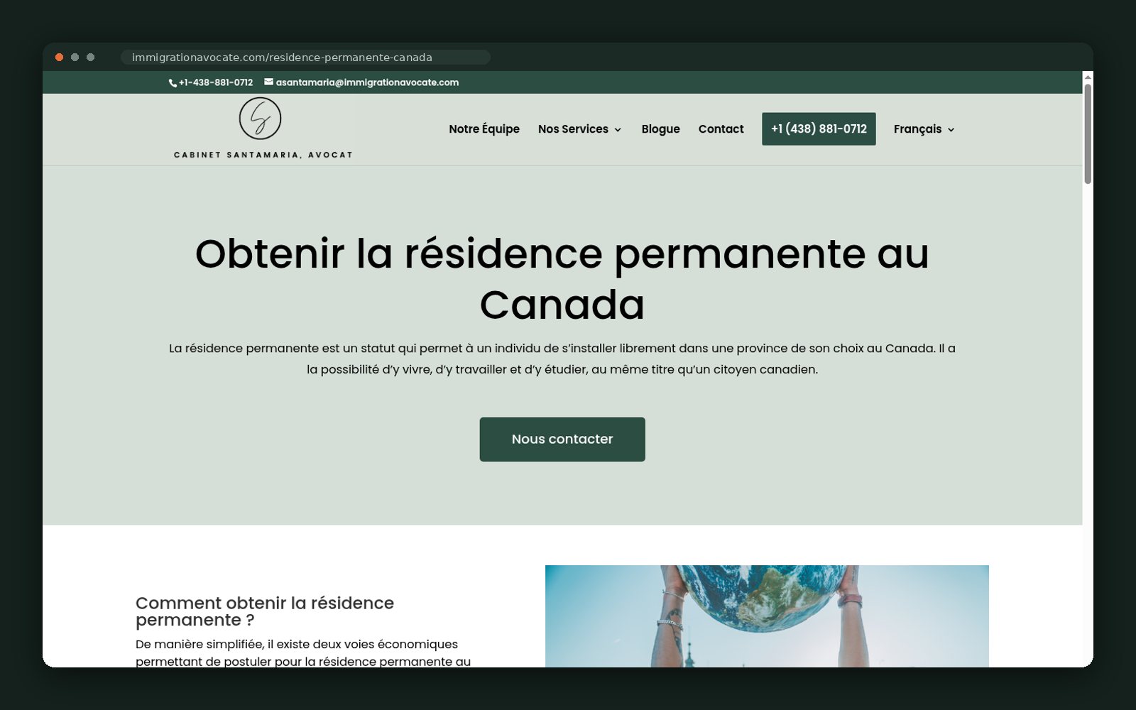 Immigration Avocate website — screen 2