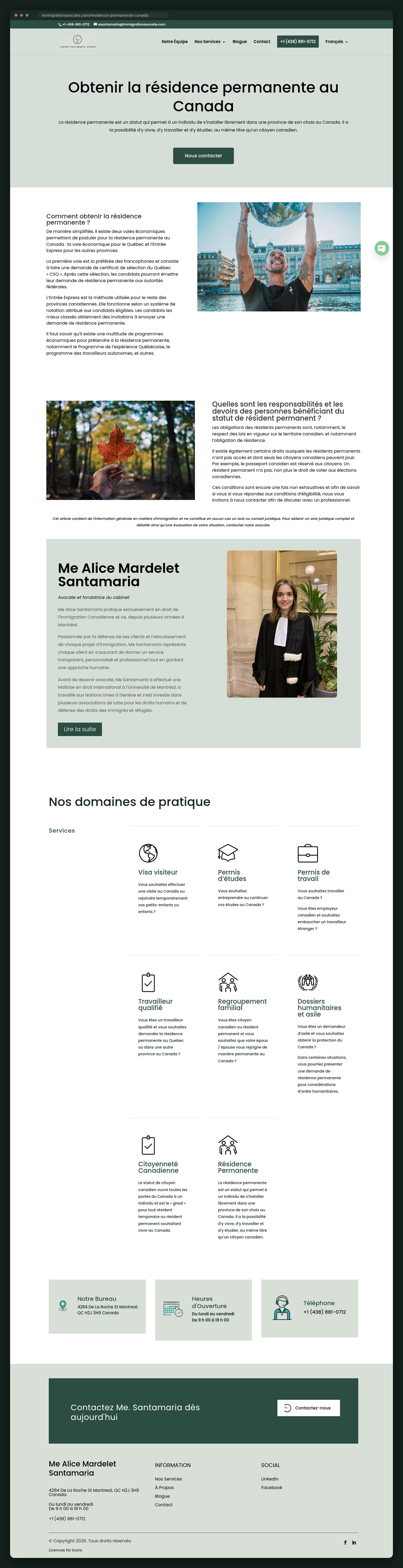 Permanent residence page, full scroll