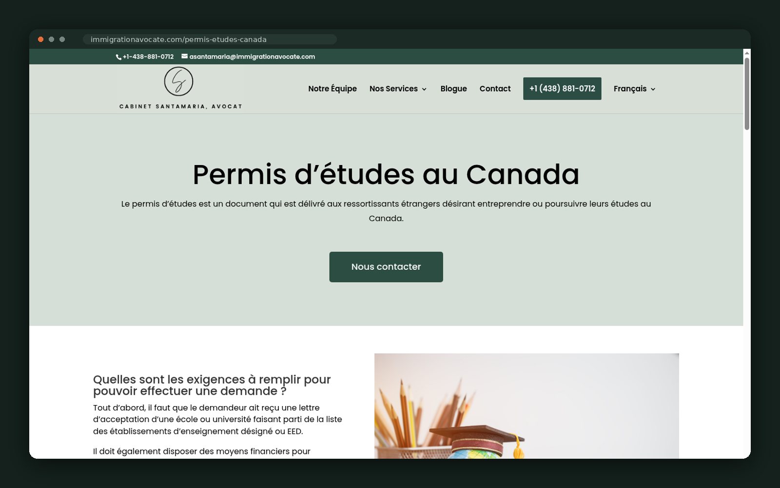 Immigration Avocate website — screen 3