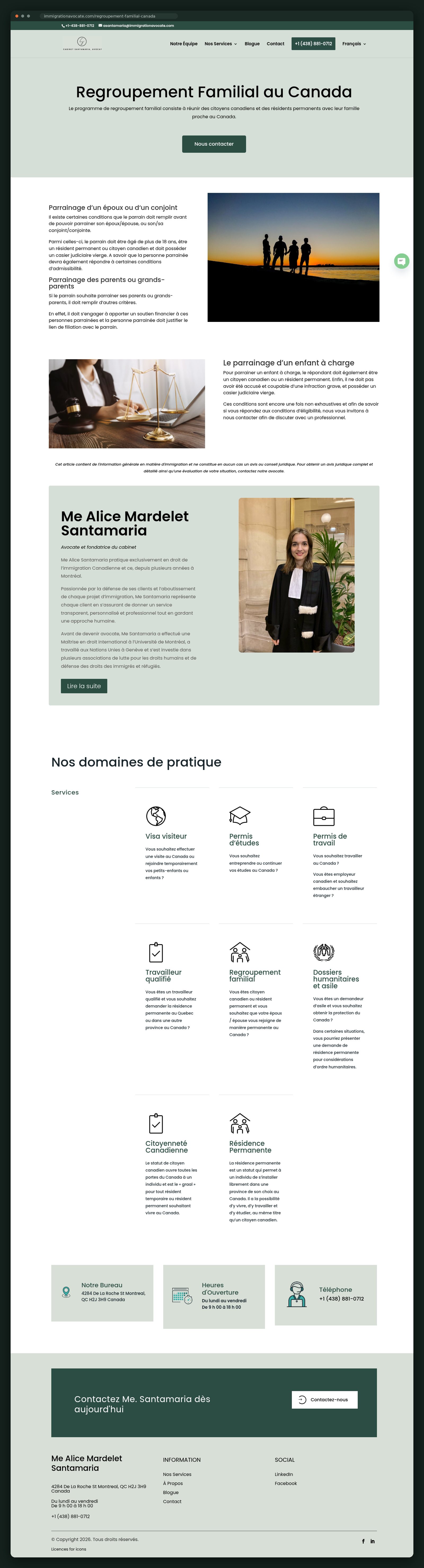 Family reunification page, full scroll