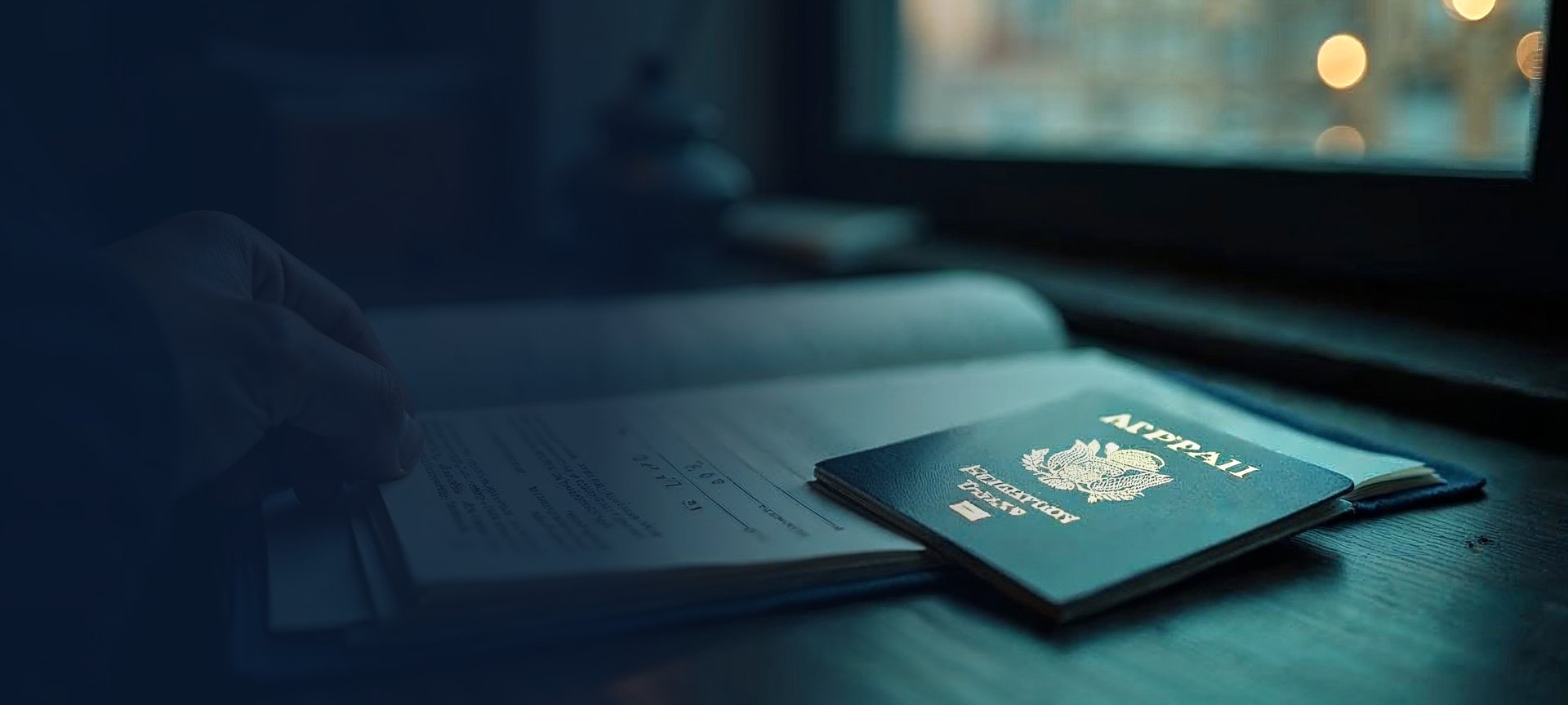 Art-directed immigration law scene representing Cabinet Santamaria's practice