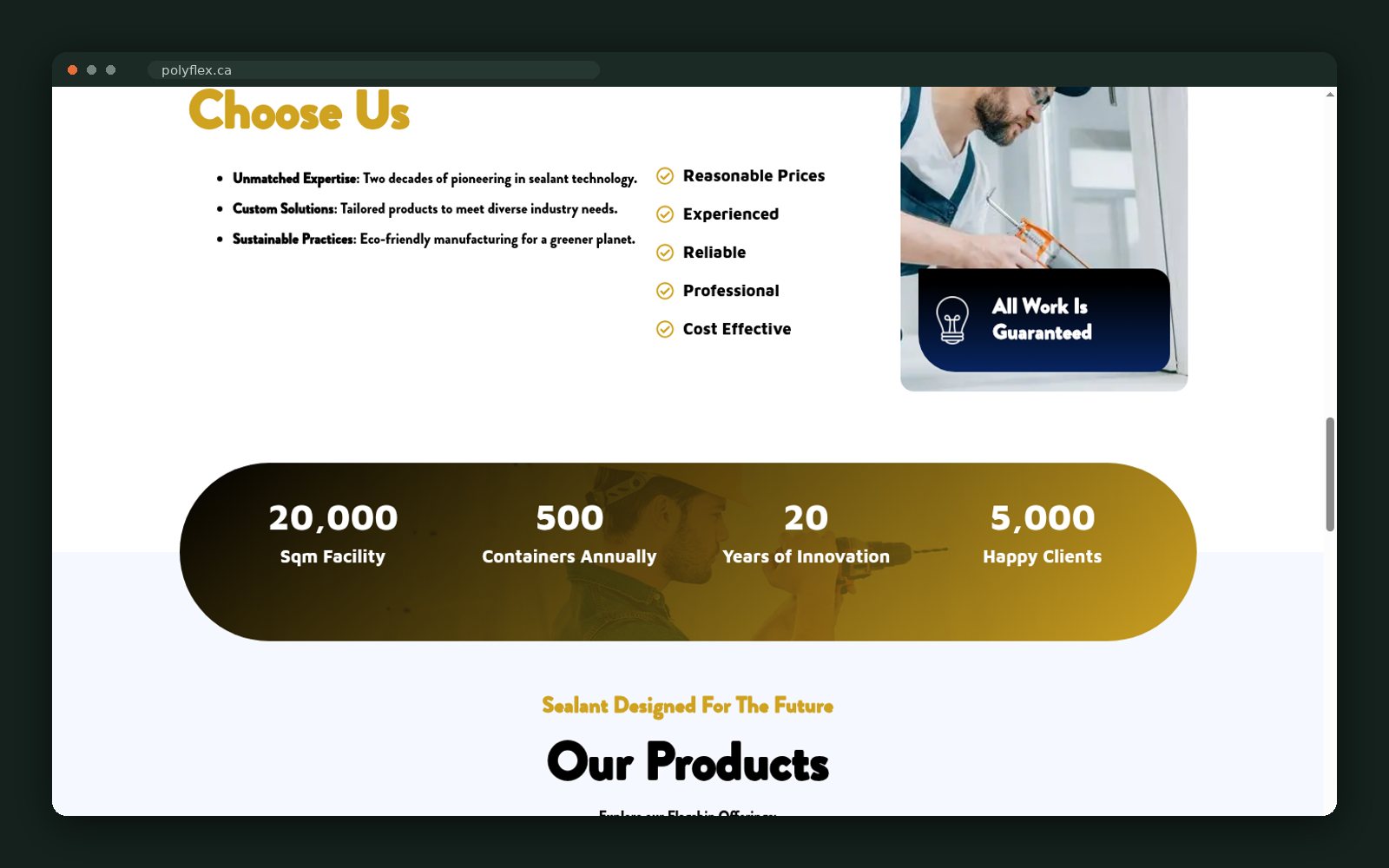 Why choose us and the production stats band