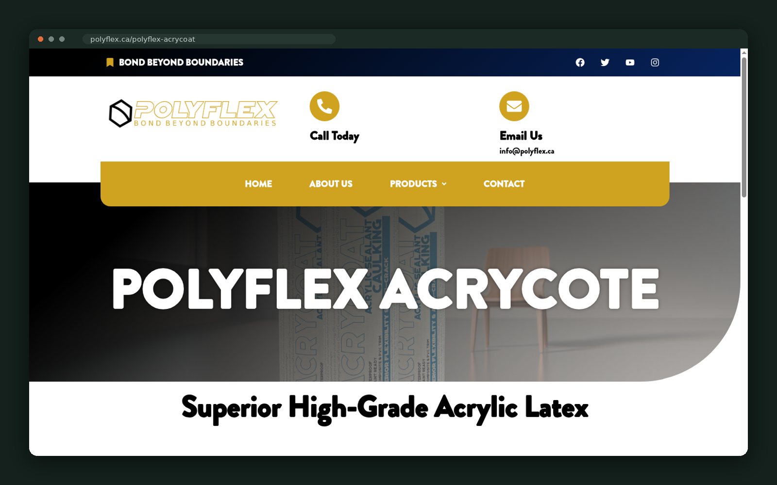 Acrycote — high-grade acrylic latex header