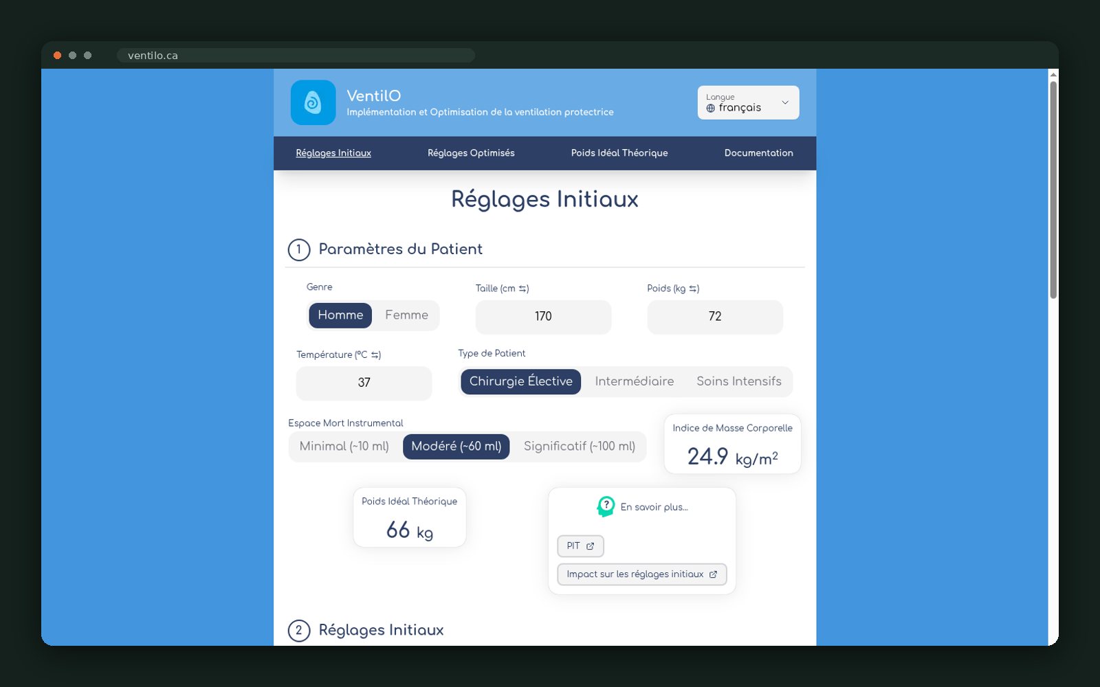 VentilO website — screen 2