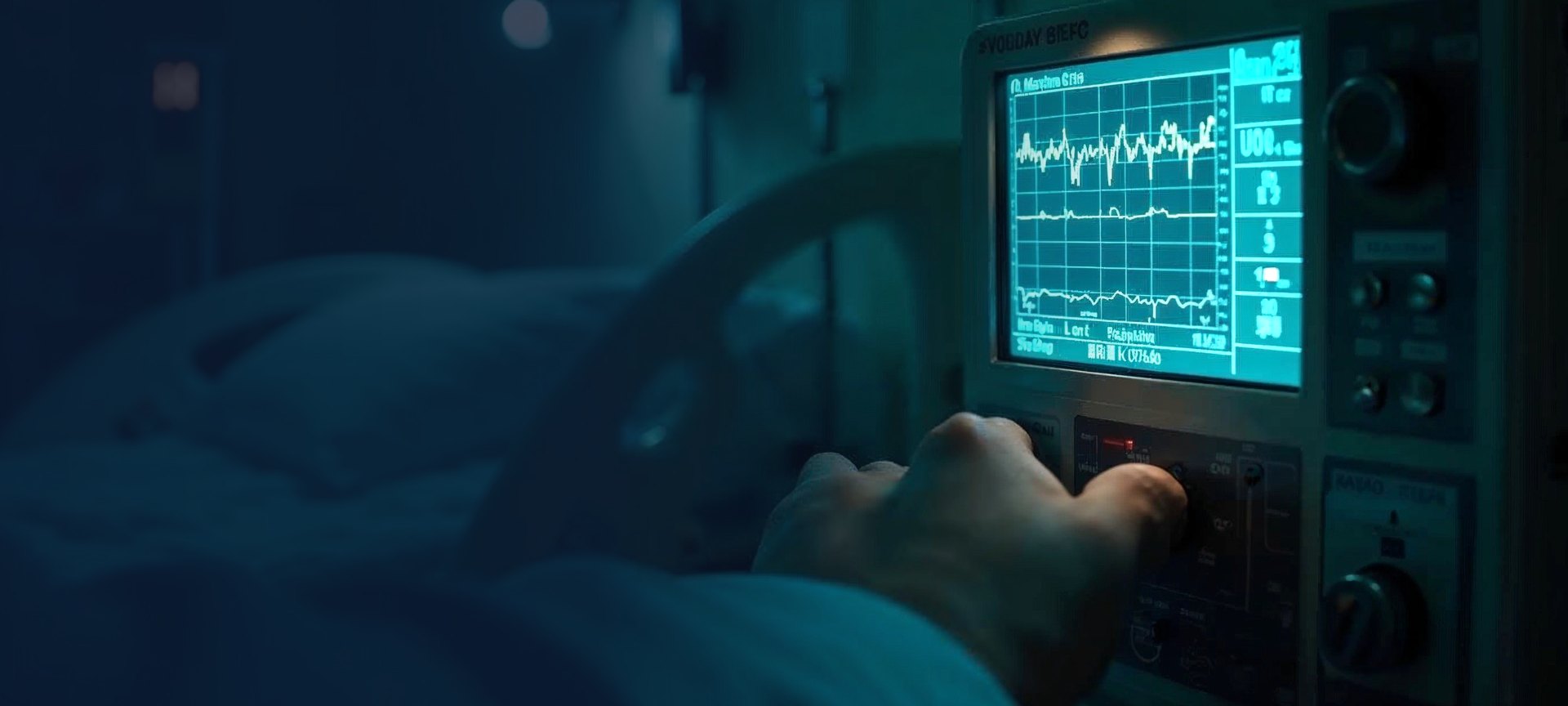 Art-directed intensive-care ventilation scene representing VentilO's field
