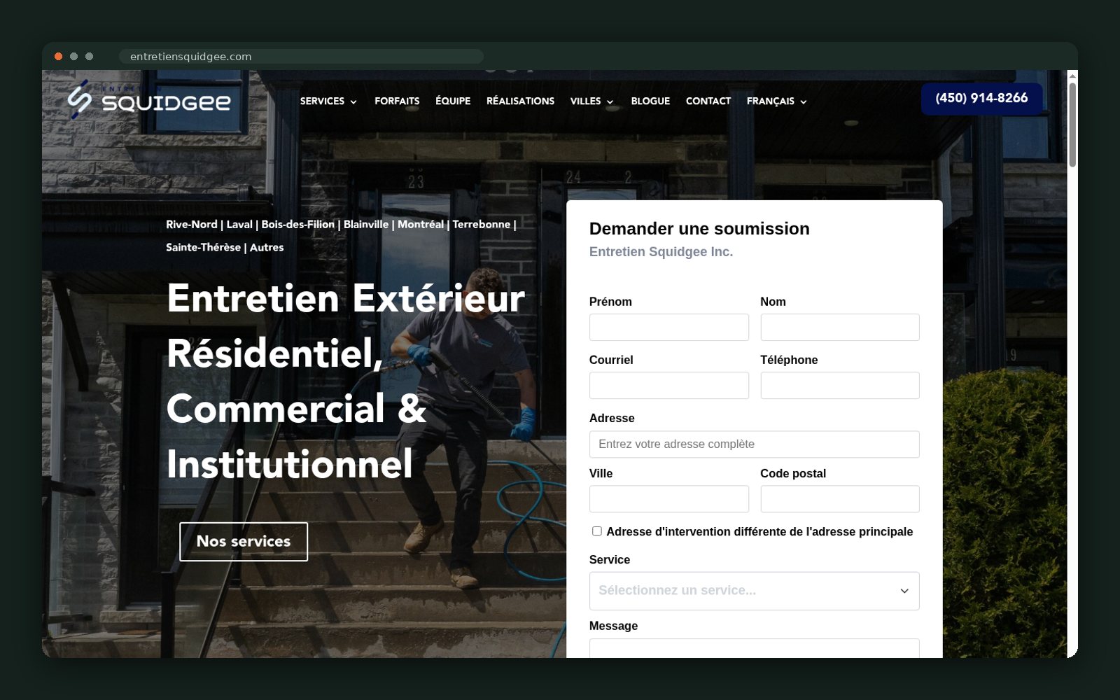 Entretien Squidgee website homepage
