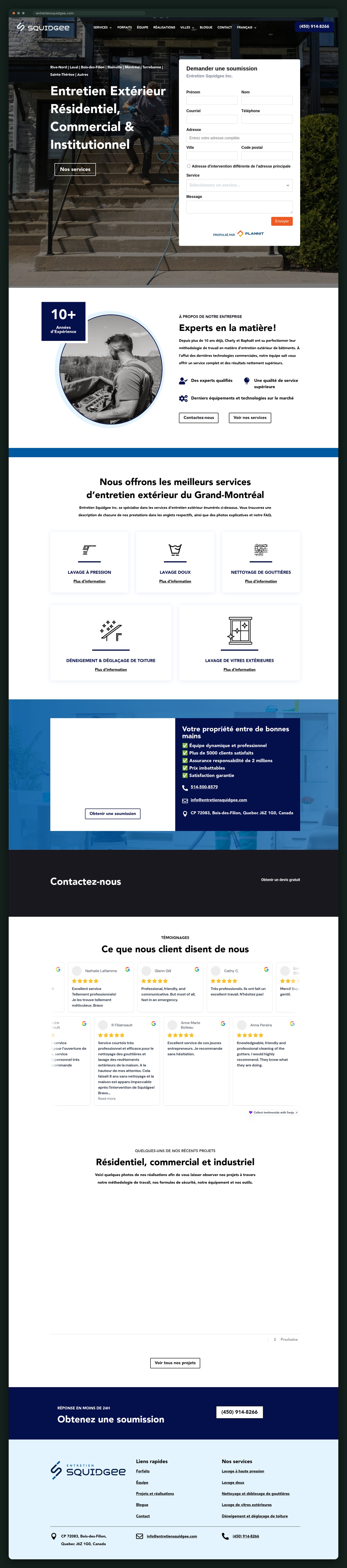 Entretien Squidgee homepage — full scroll