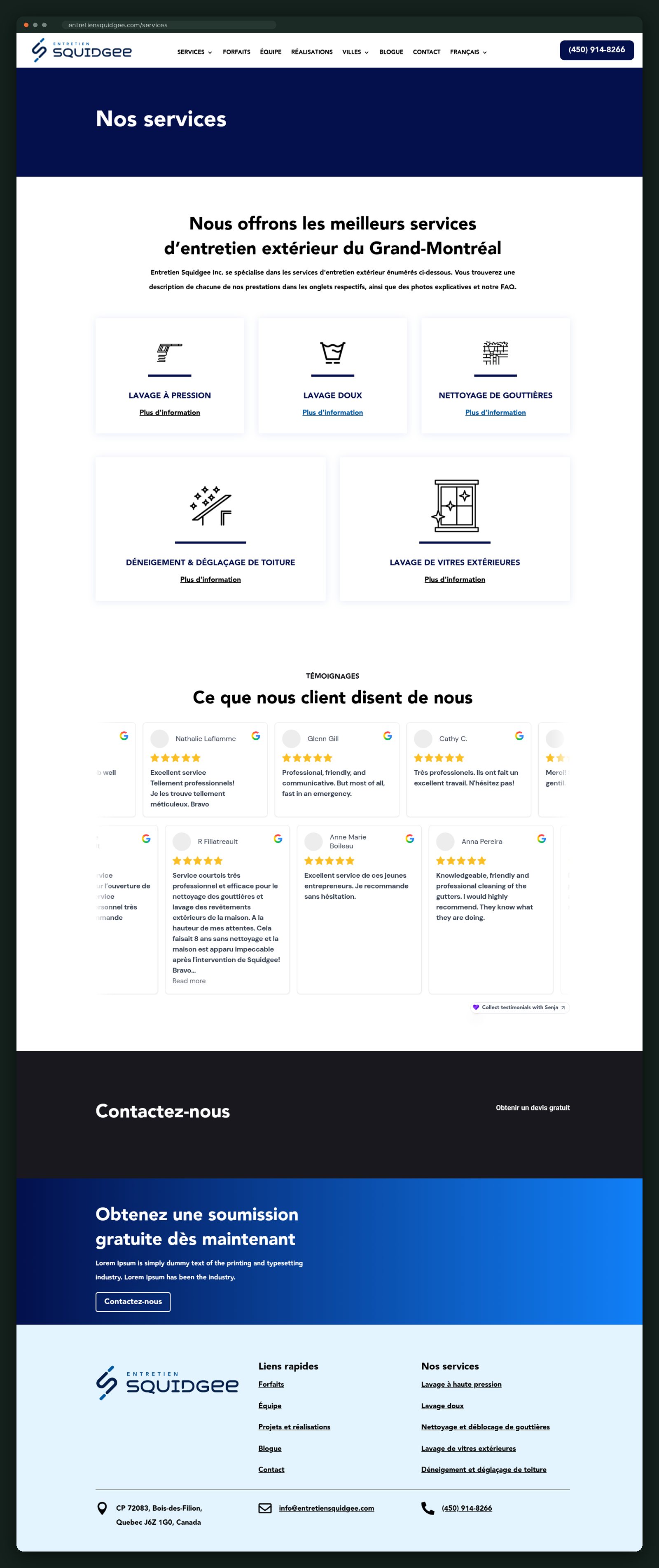 Entretien Squidgee website — screen 5