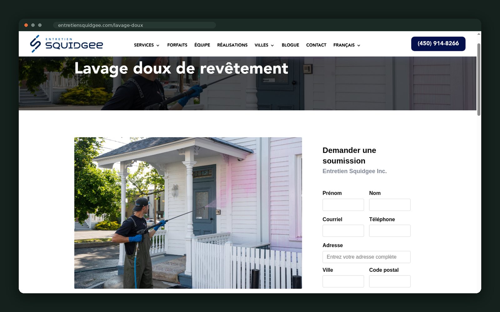 Entretien Squidgee website — screen 4