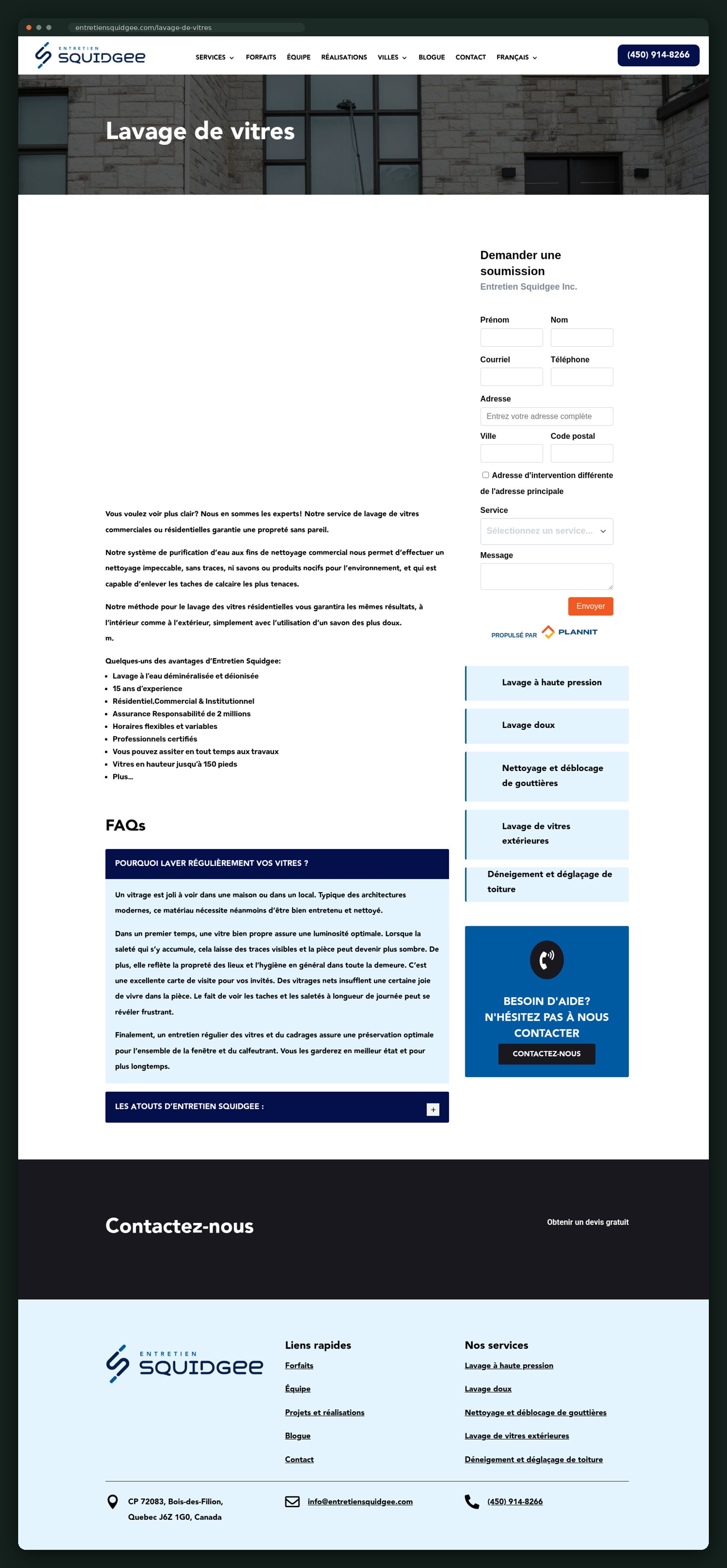 Window cleaning service page — full scroll