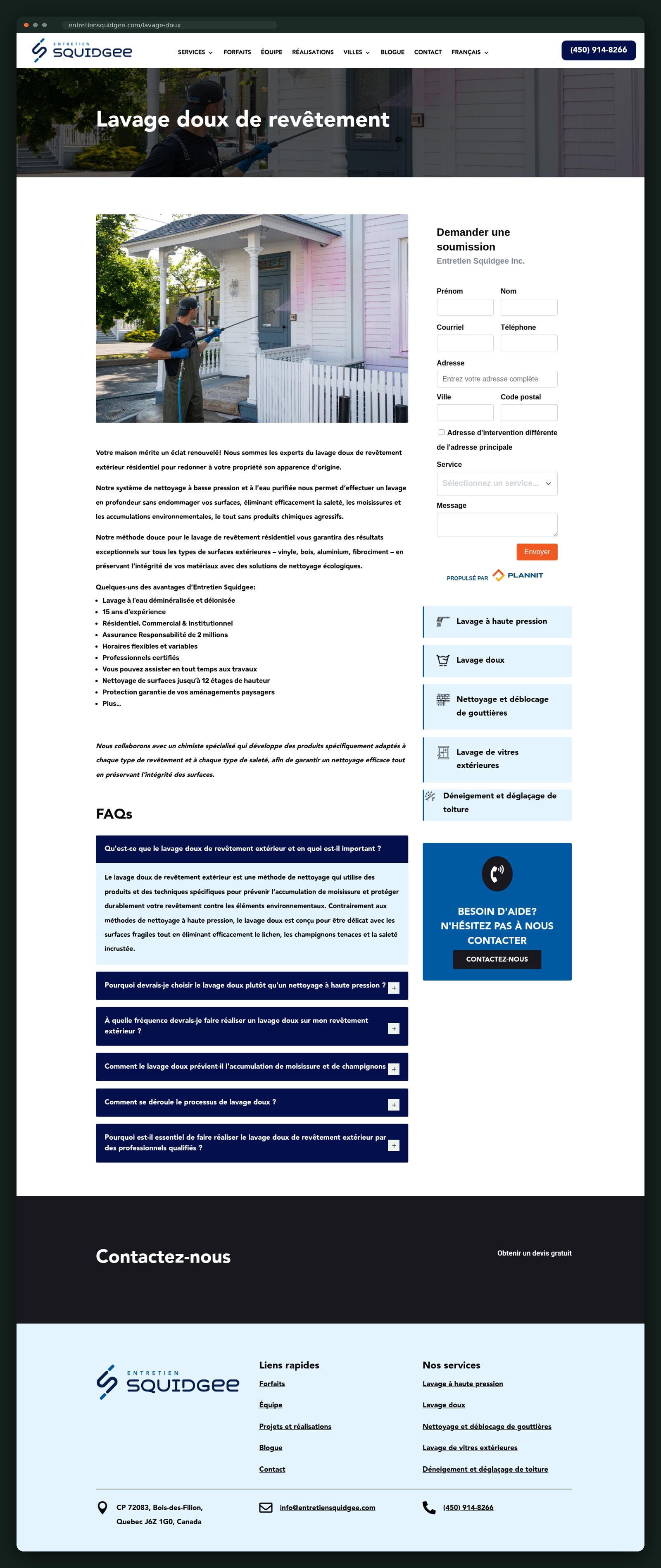 Soft wash service page — full scroll
