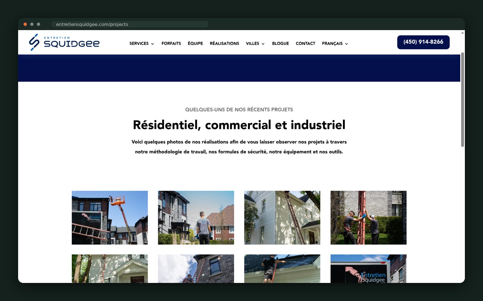 Continued project gallery showing crews, equipment and safety procedure