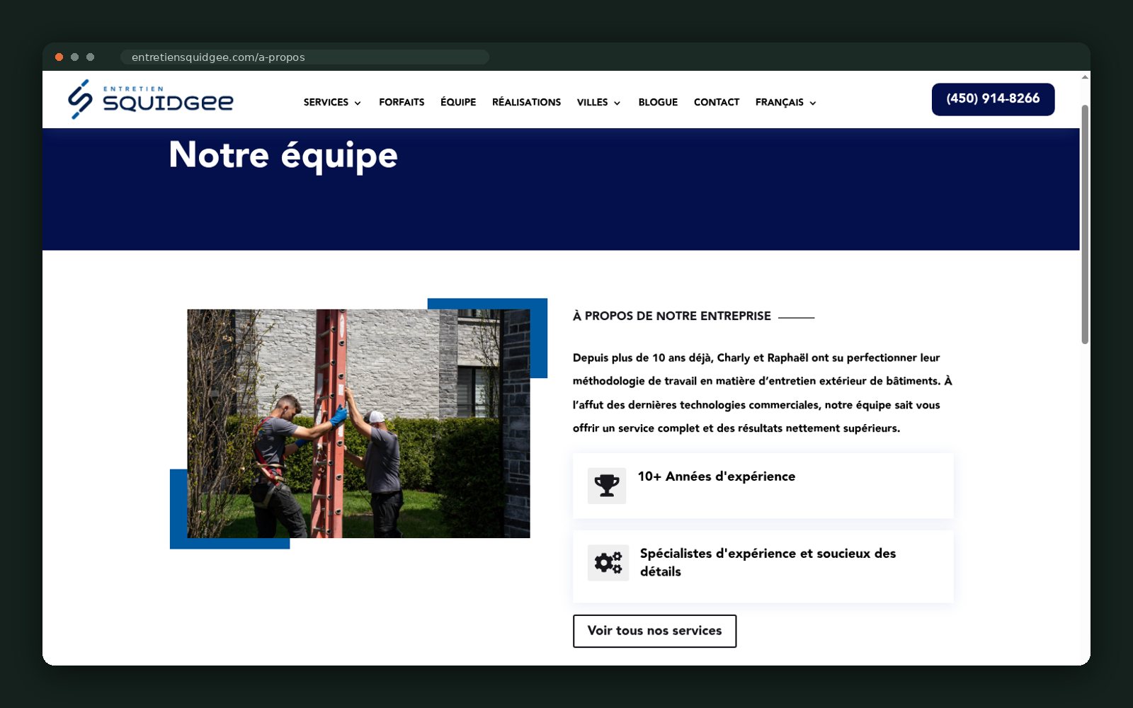 Team page: the two operators behind the company