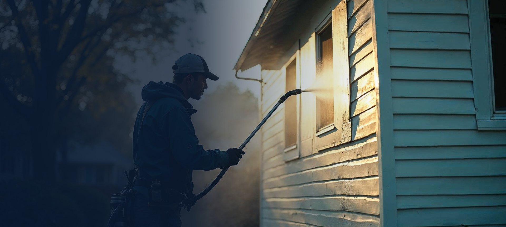 Art-directed exterior maintenance scene representing Entretien Squidgee's industry
