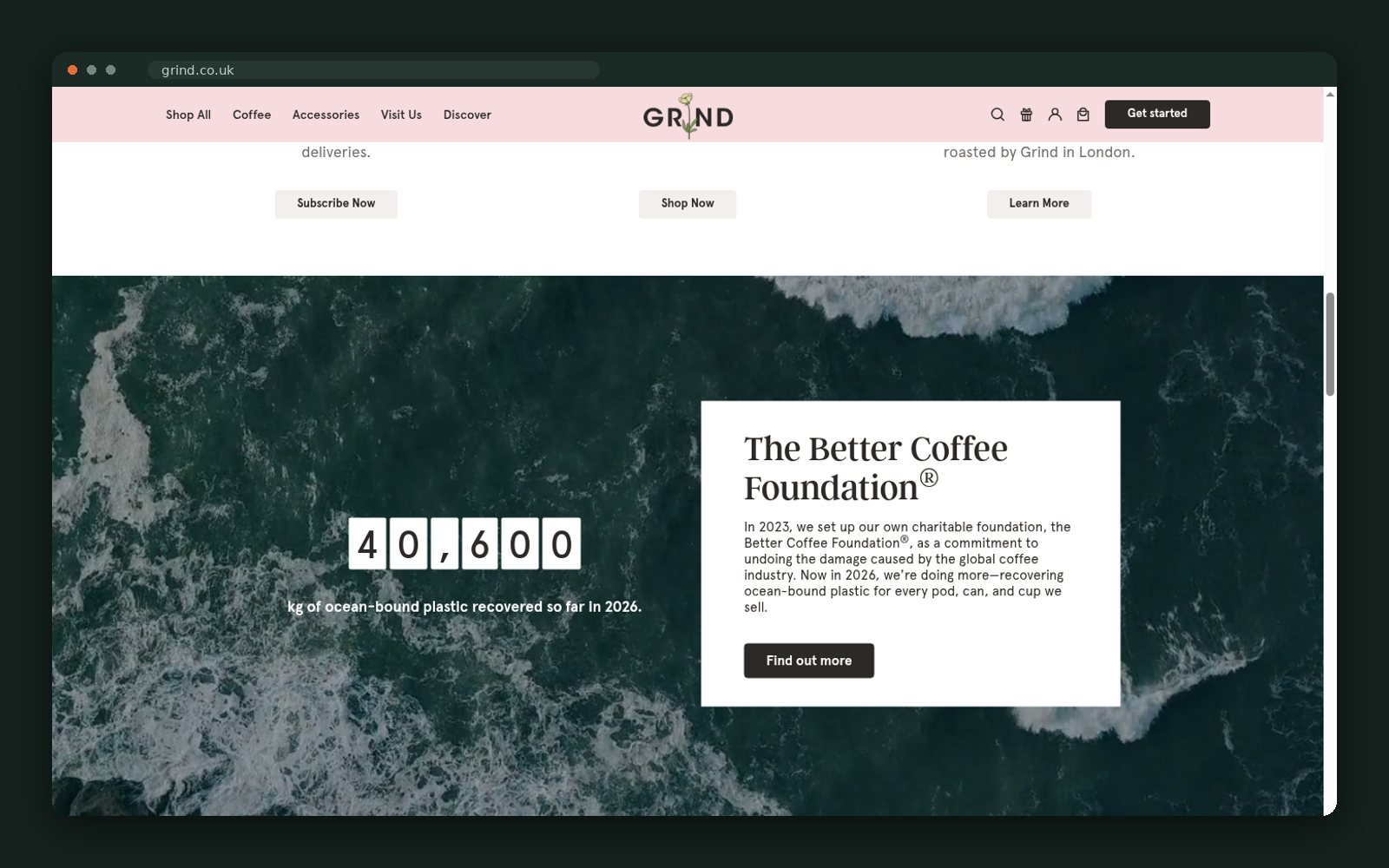 The Better Coffee Foundation — ocean-bound plastic counter