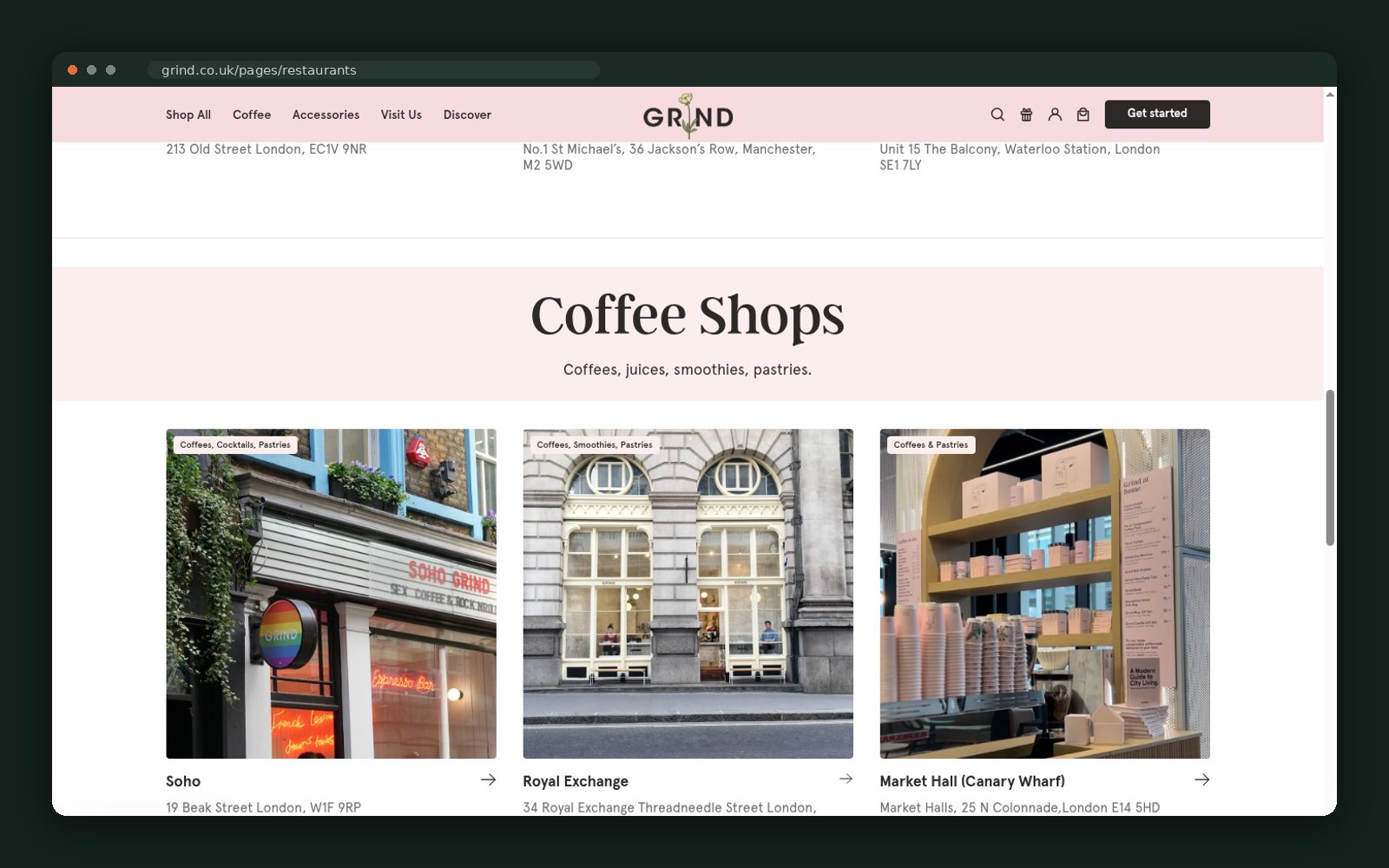 Coffee shops directory with addresses