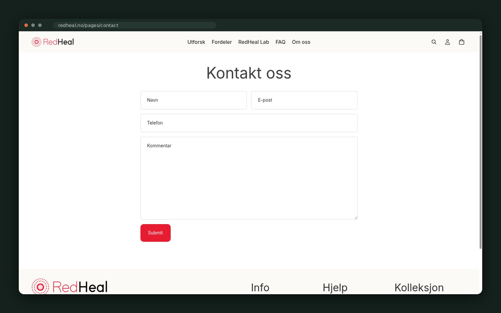 Contact page