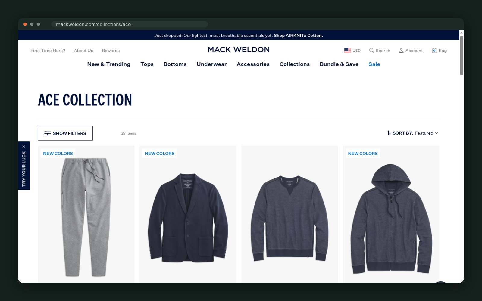 Collection grid with tall sizes, badges and star ratings