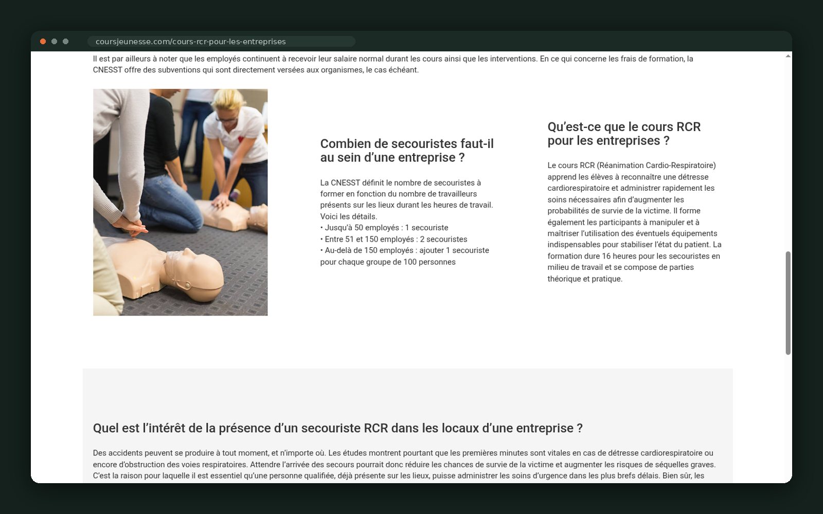 Combien de secouristes faut-il — contenu pédagogique