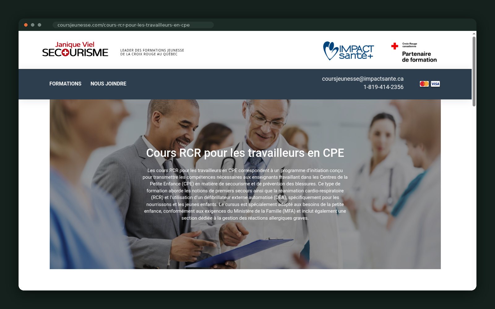En-tête du cours RCR pour les CPE