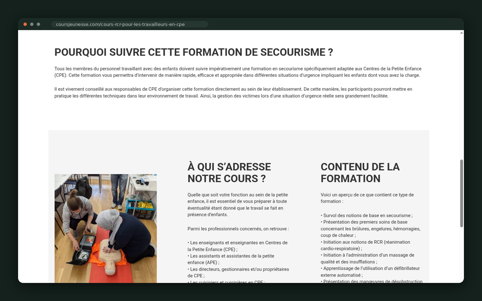 À qui s'adresse le cours et contenu de la formation