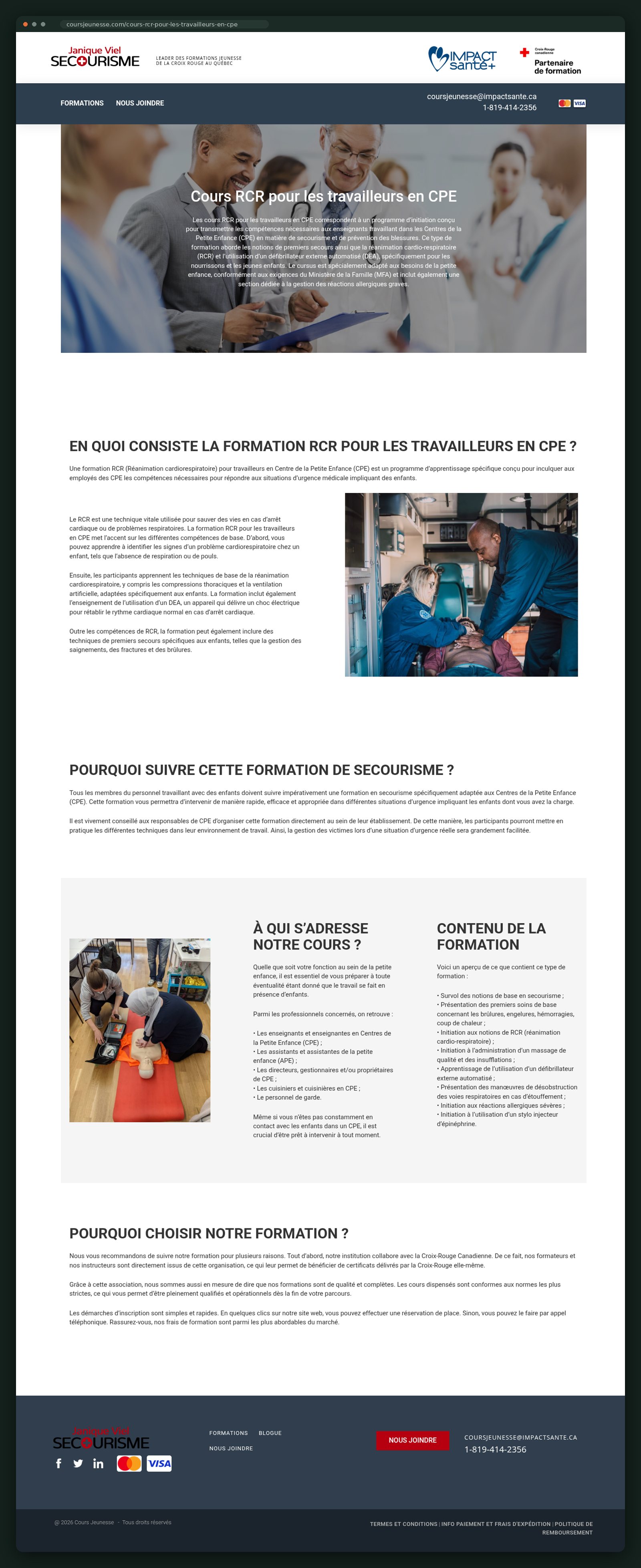Cours RCR pour les travailleurs en CPE, pleine page