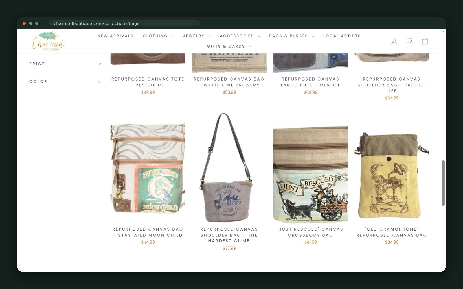 Asheville-made and rescued-canvas bags