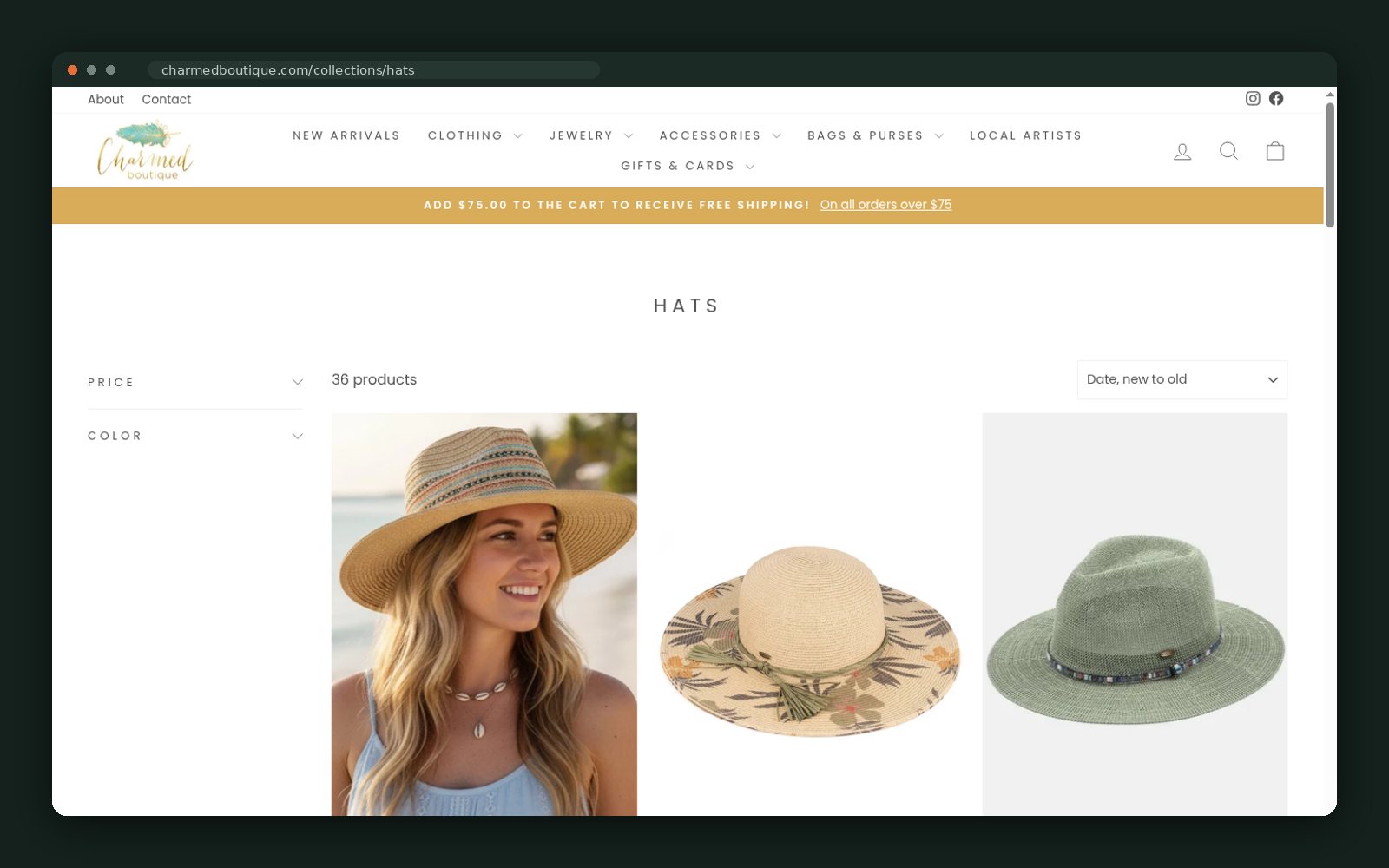 Hats collection header and lifestyle product photography