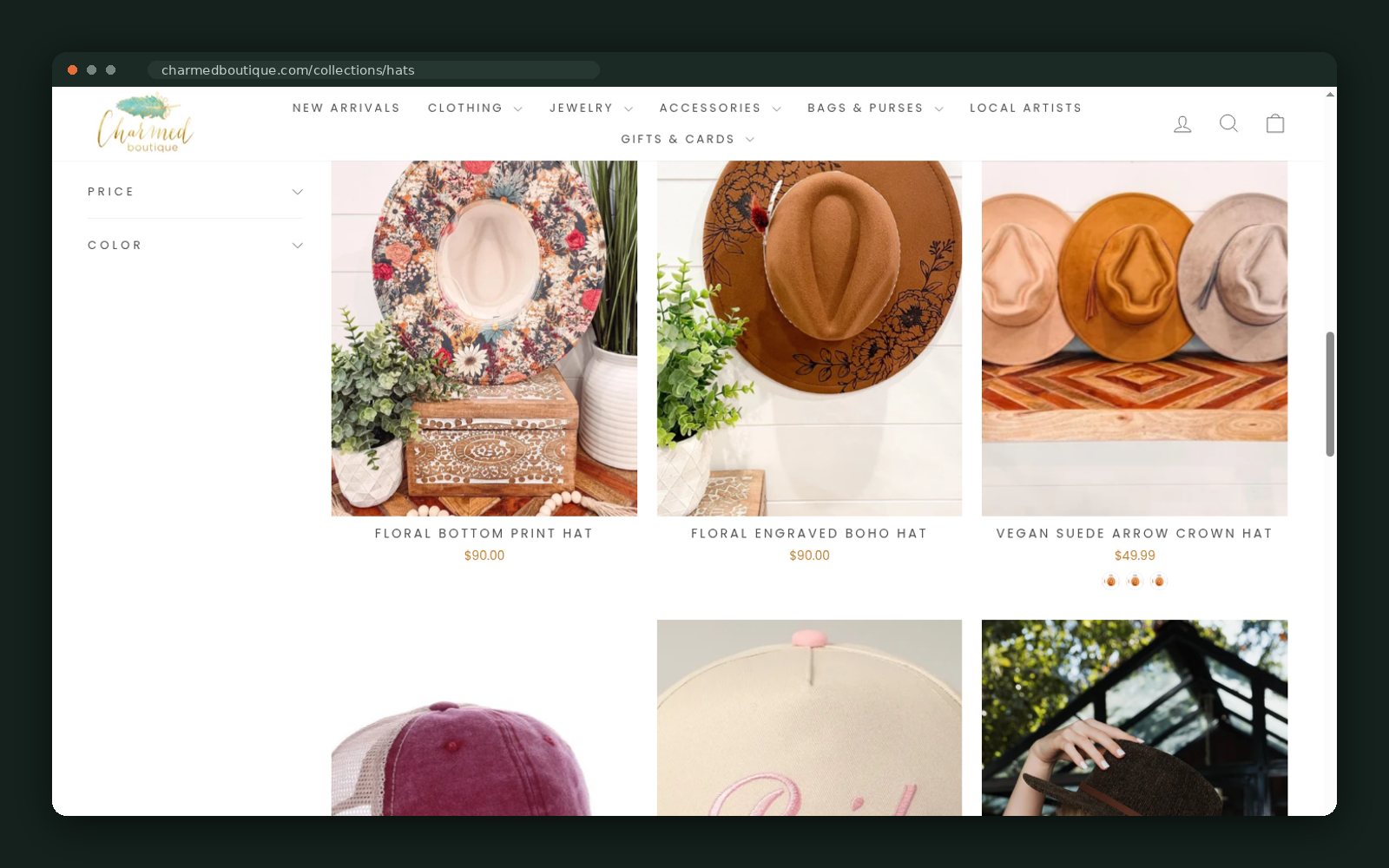 Charmed Boutique website — screen 4