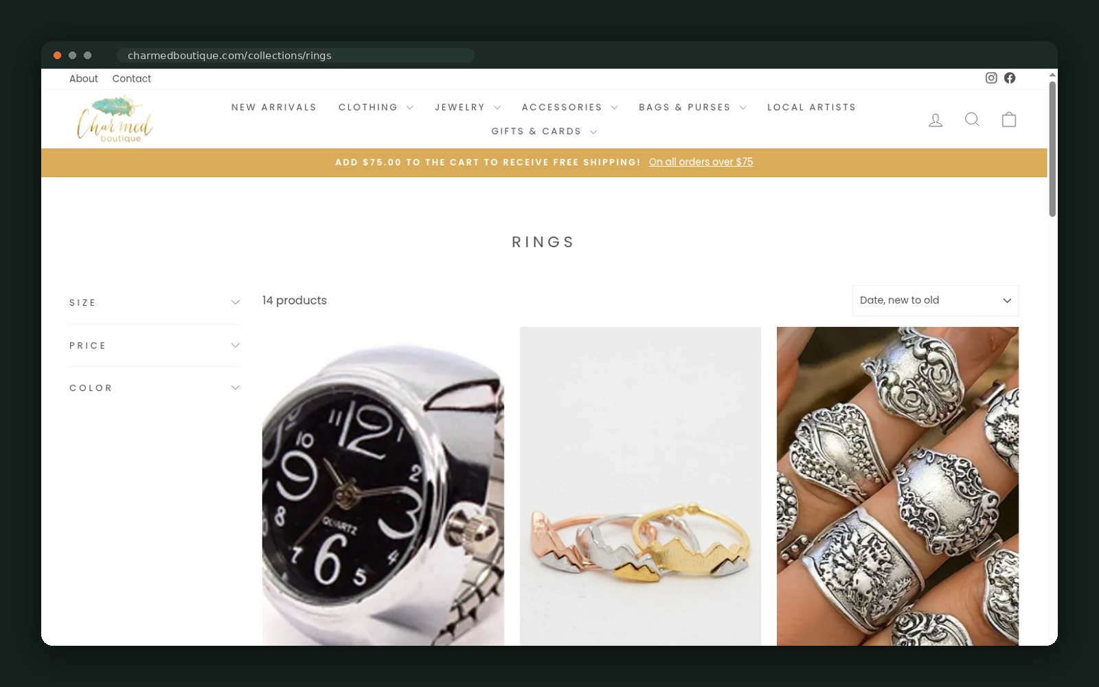 Rings collection grid