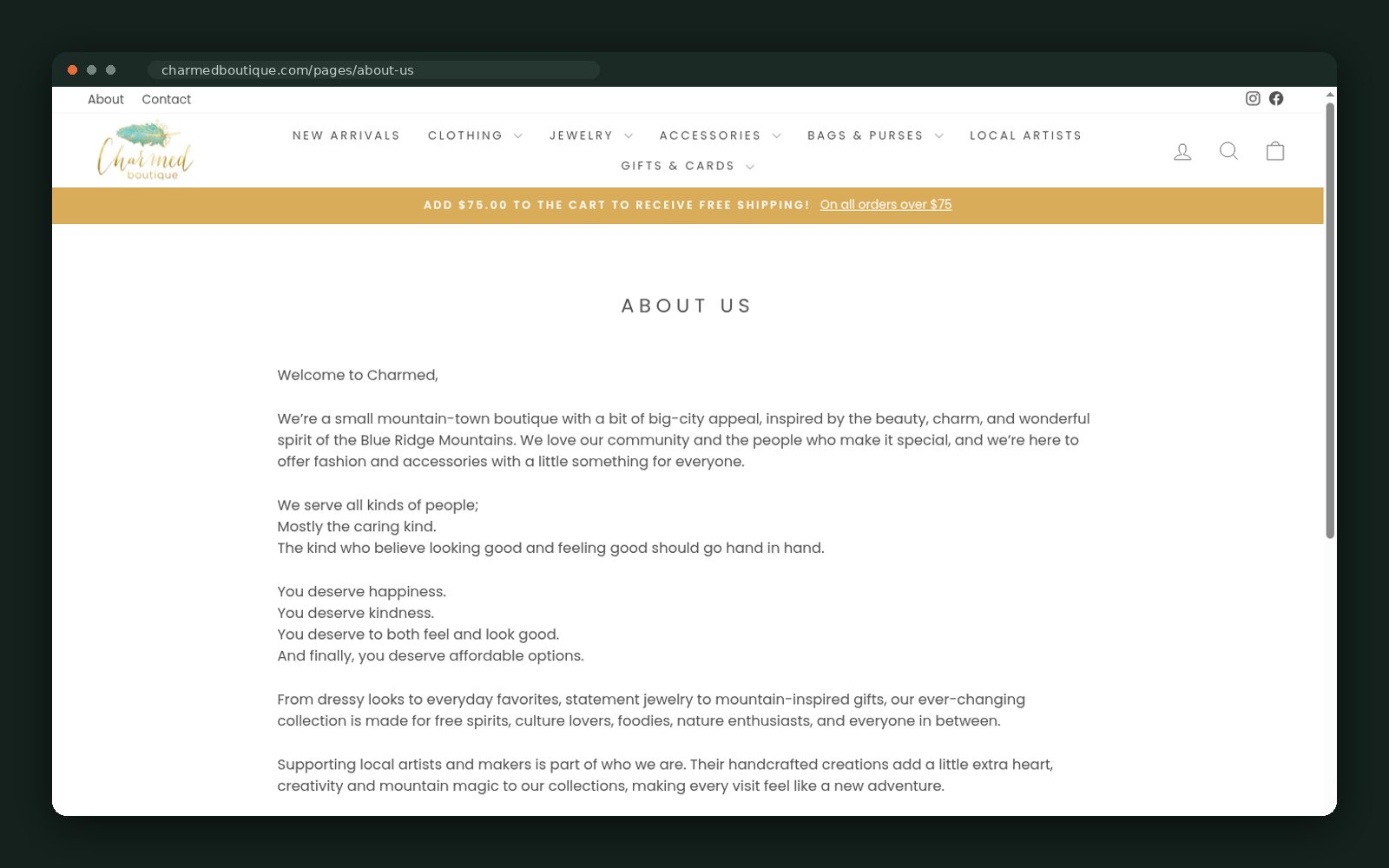 About Charmed Boutique — the mountain-town story