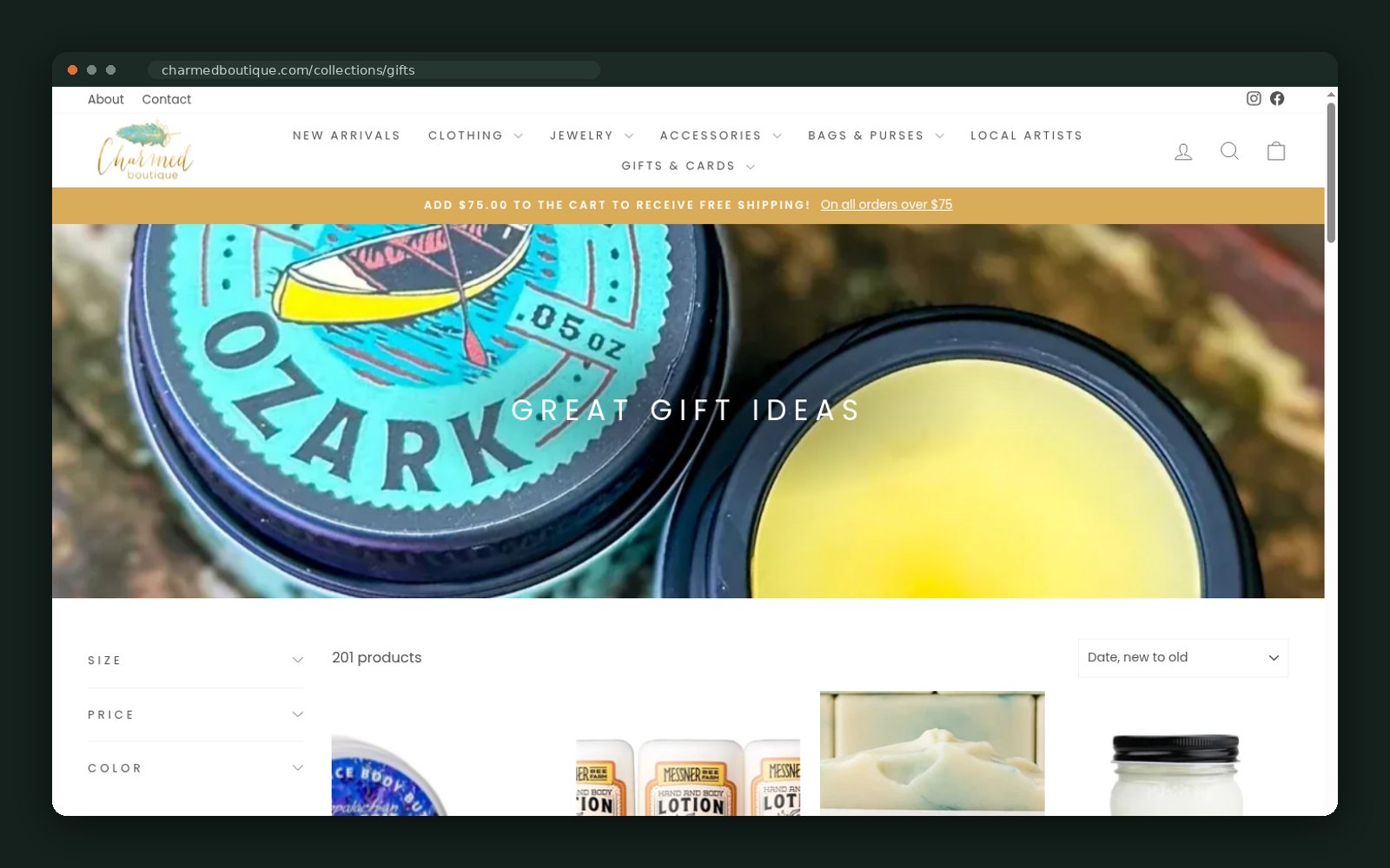 Charmed Boutique website — screen 5