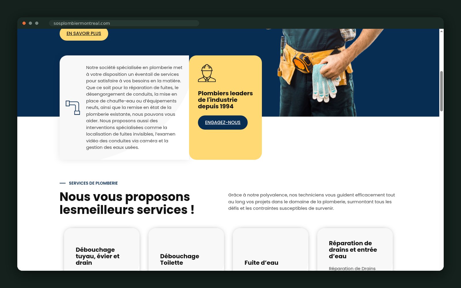 The service grid on the homepage