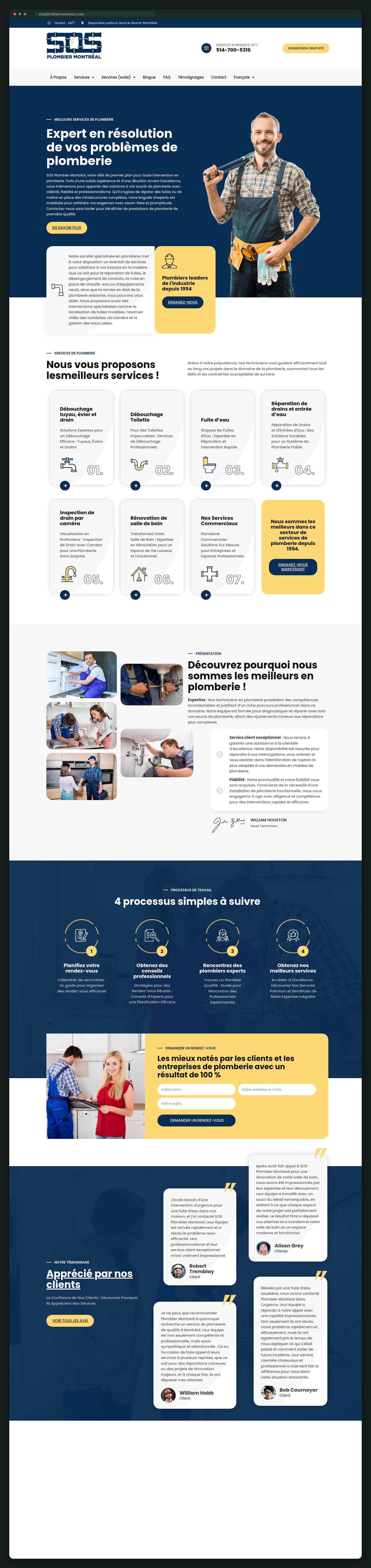 SOS Plombier Montréal homepage, full scroll