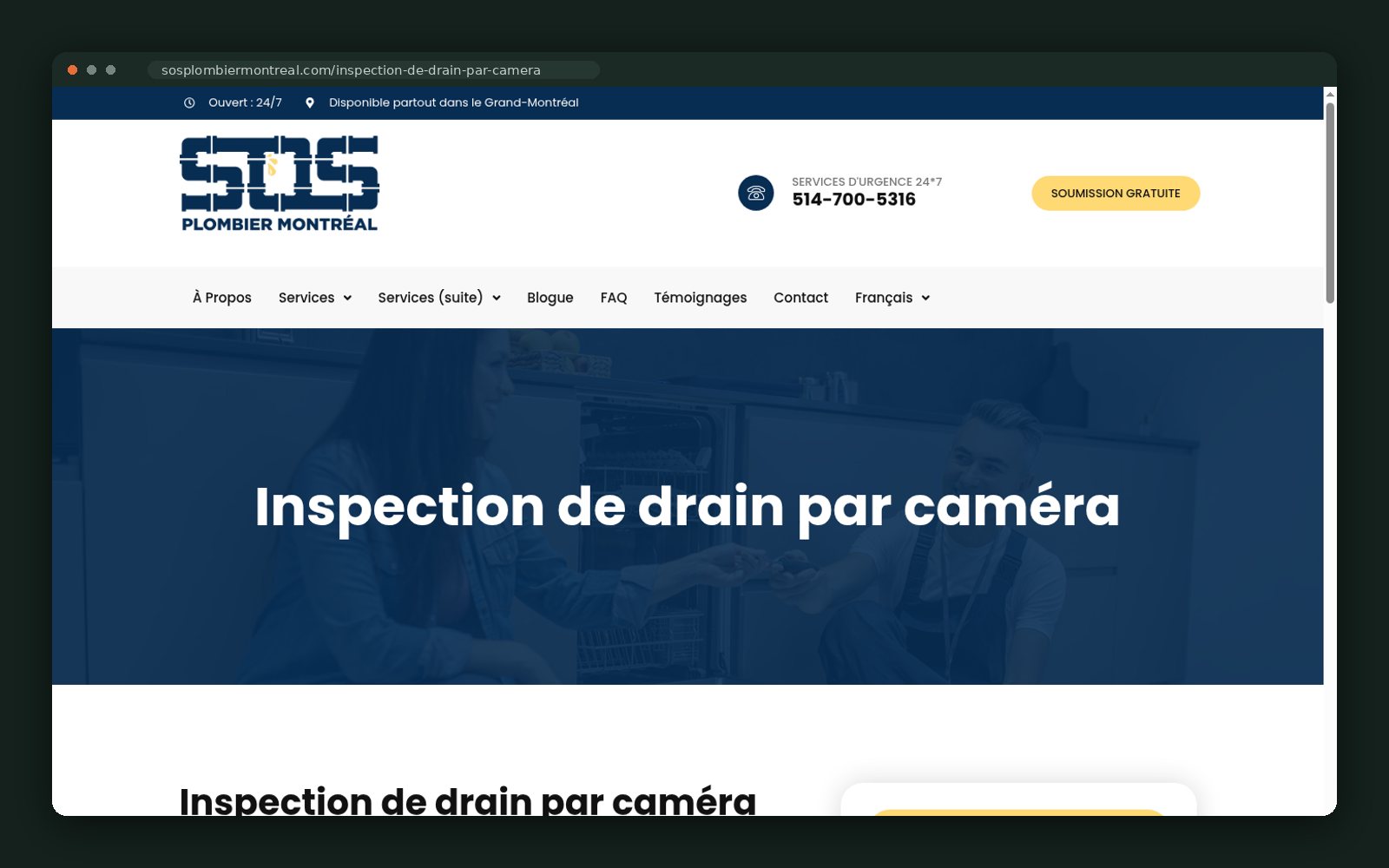 Camera drain inspection page hero