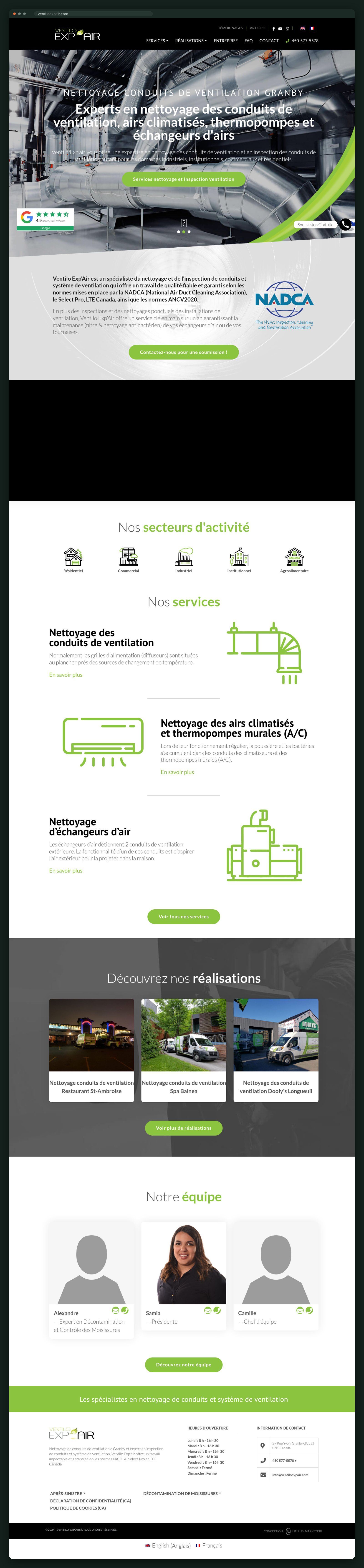 Ventilo Exp'Air website — screen 2