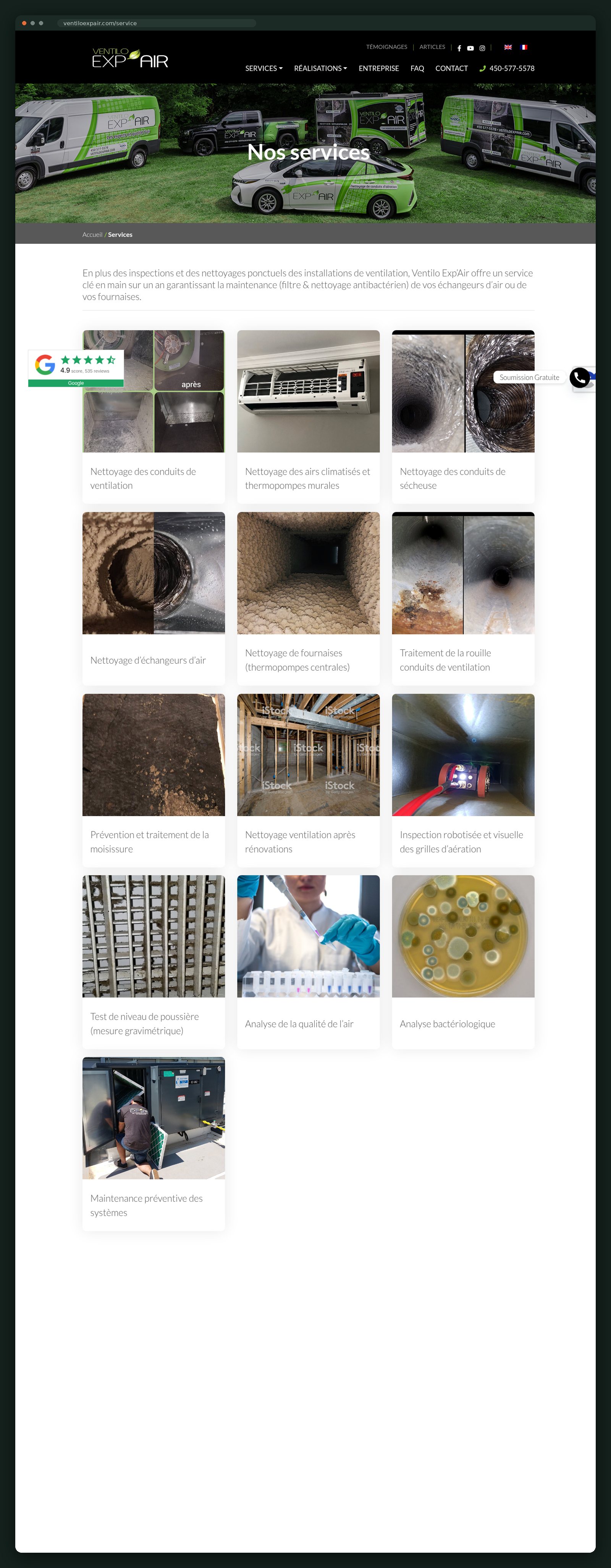 Ventilo Exp'Air website — screen 3