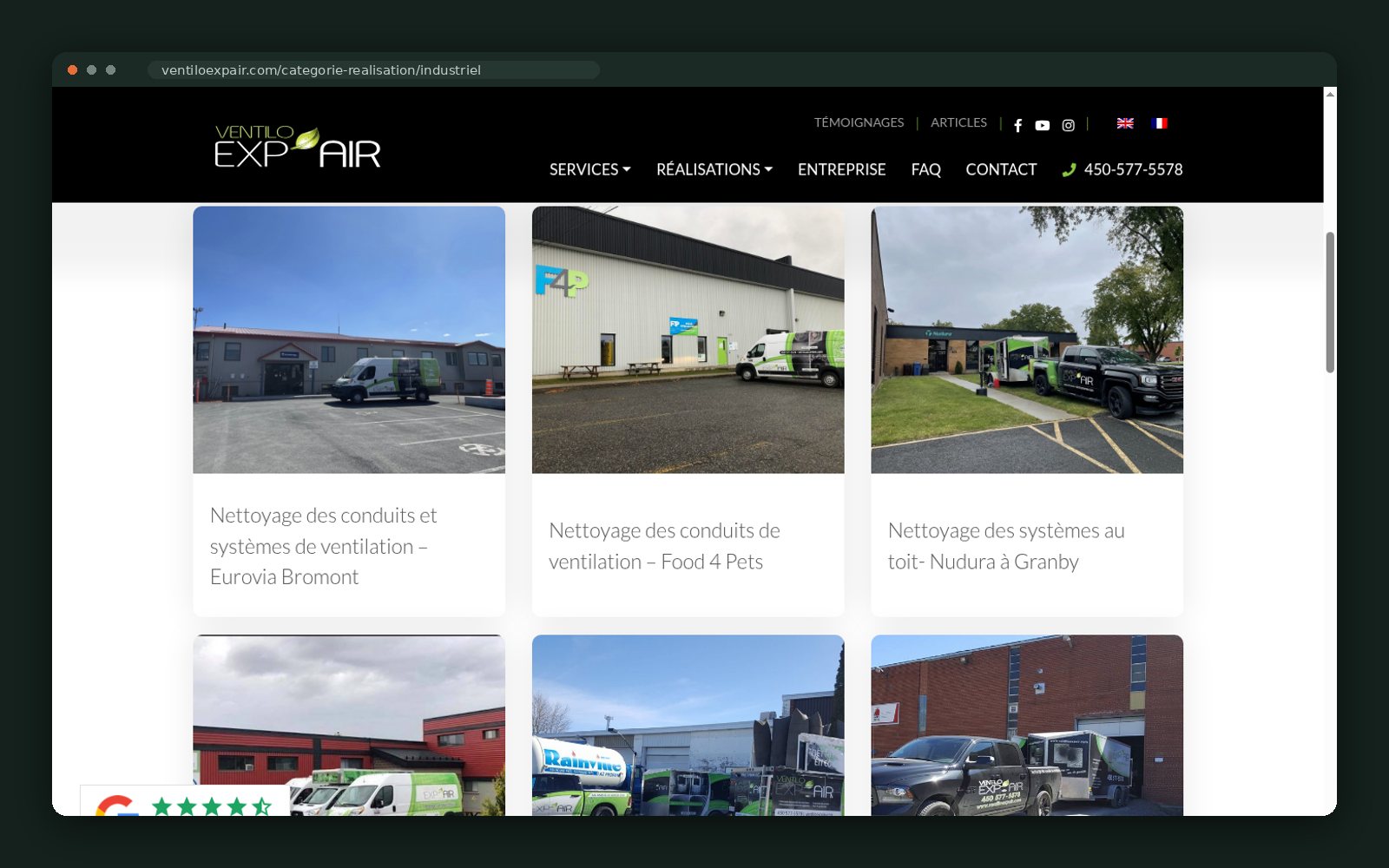 Industrial projects filtered view