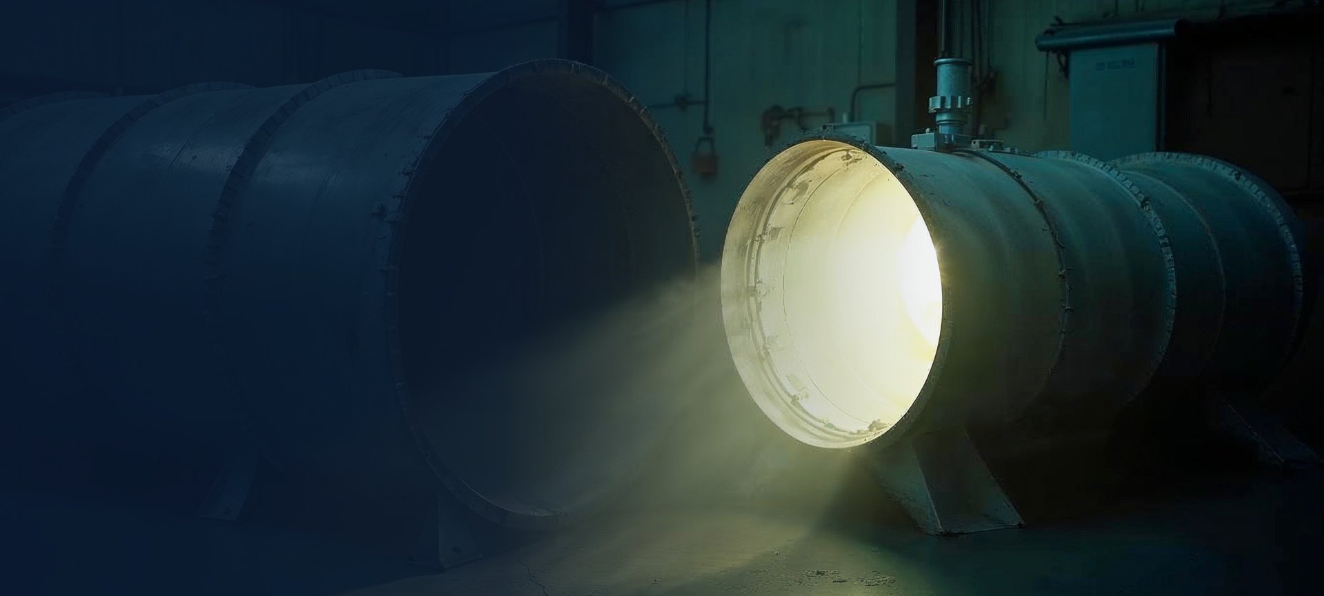 Art-directed ventilation duct scene representing Ventilo Exp'Air's industry