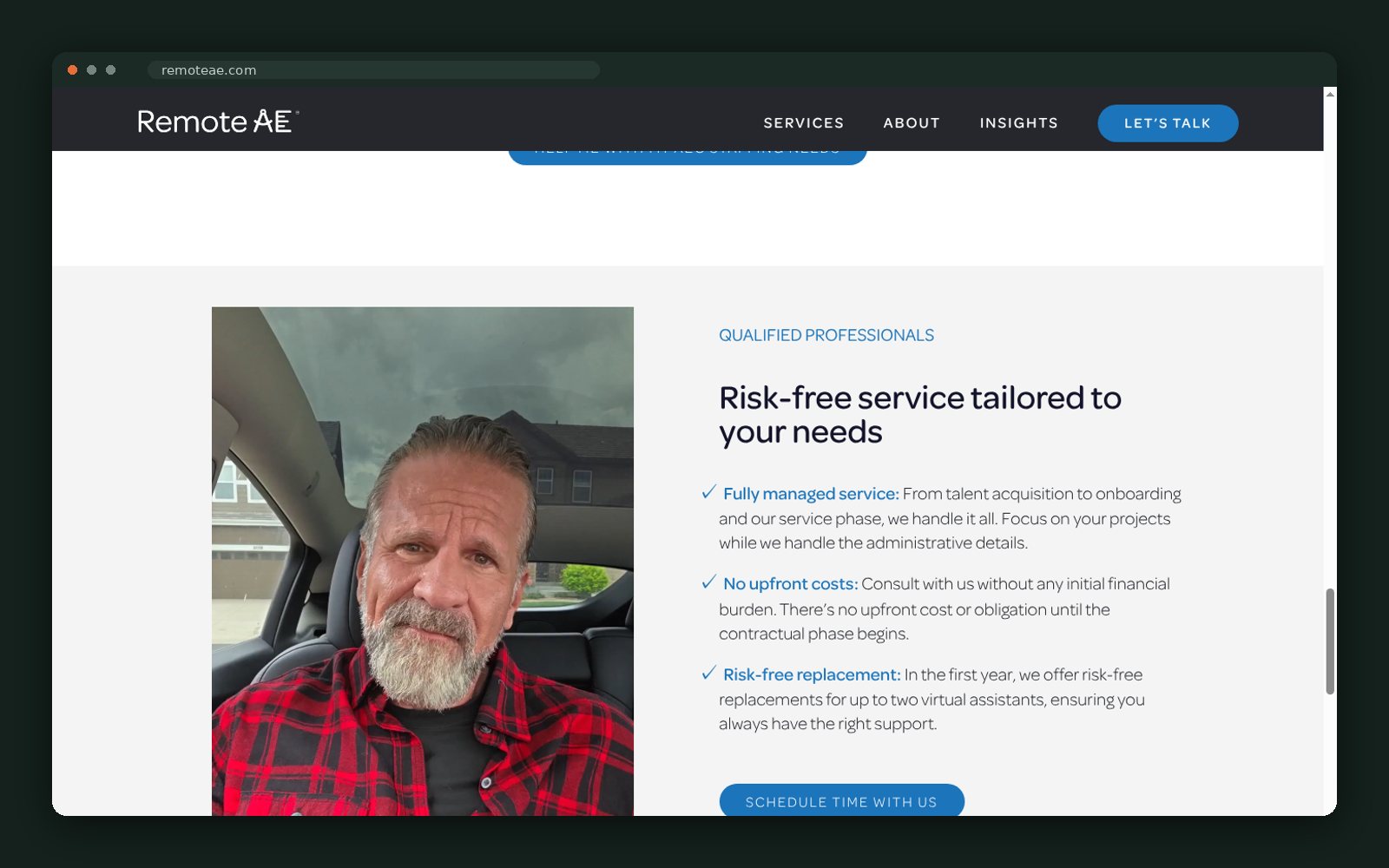 Risk-free service explainer with scheduling CTA