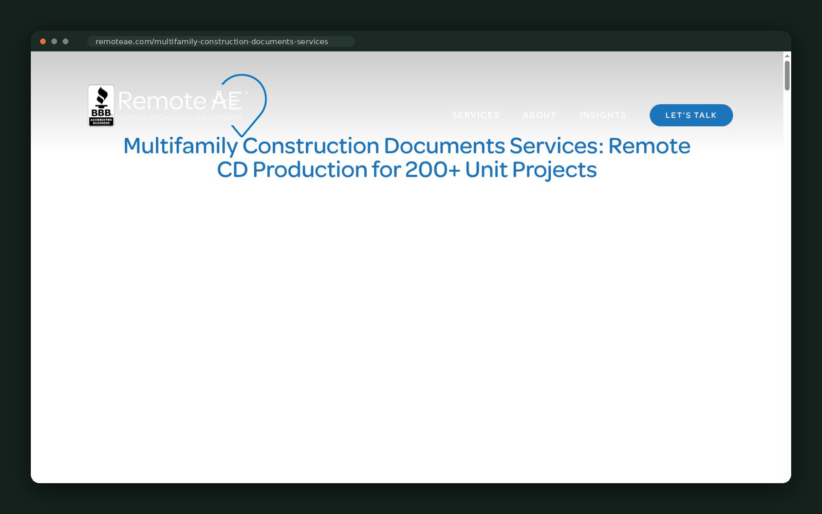 Multifamily construction documents services page header