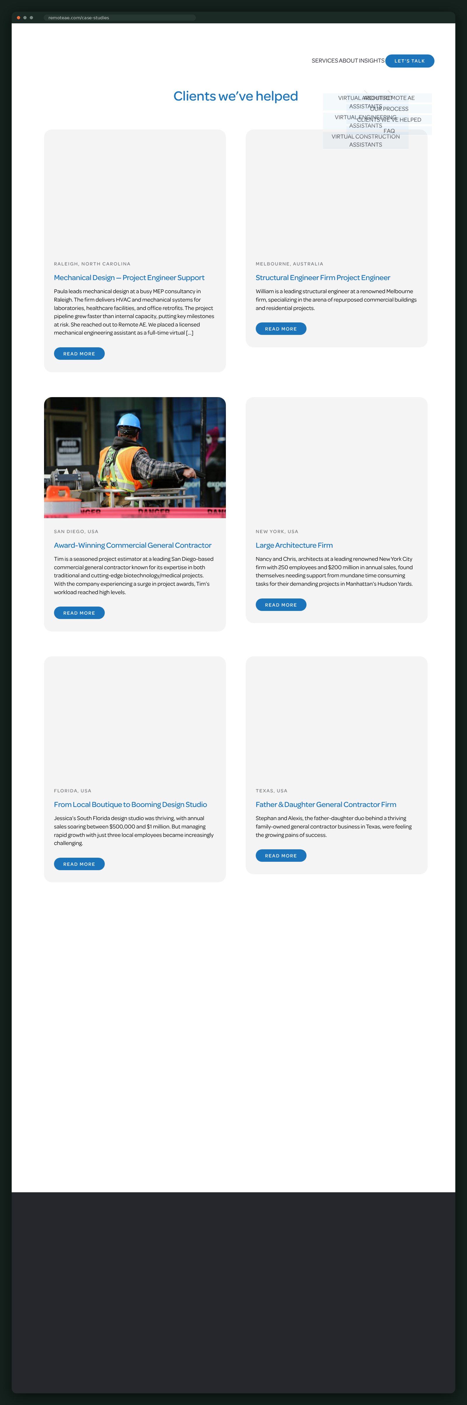 Clients we've helped — case studies index, full scroll