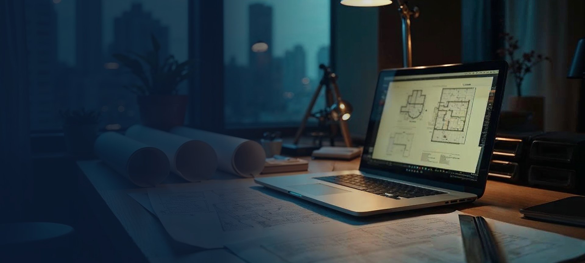 Art-directed architecture and engineering workspace representing Remote AE's industry